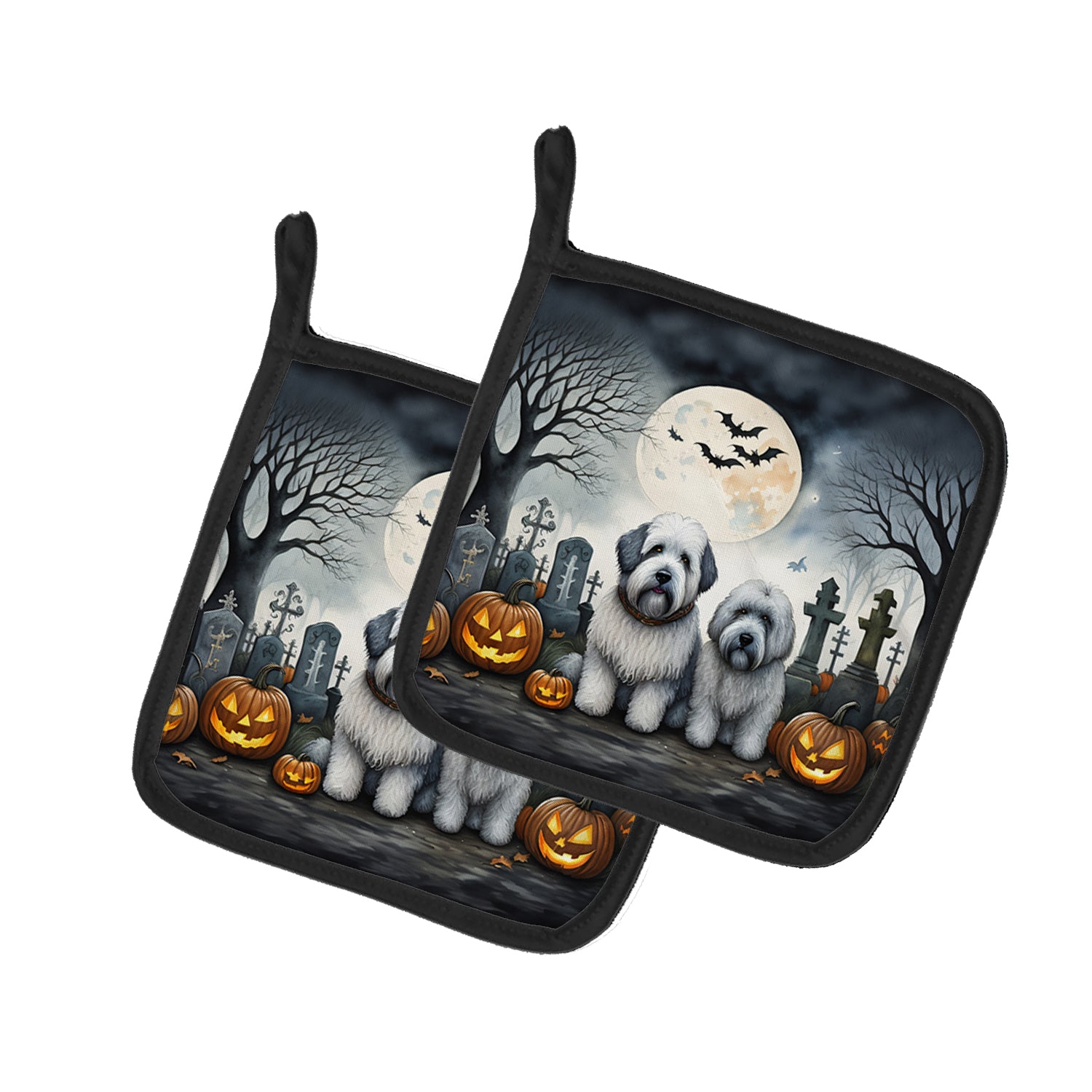 Buy this Old English Sheepdog Spooky Halloween Pair of Pot Holders