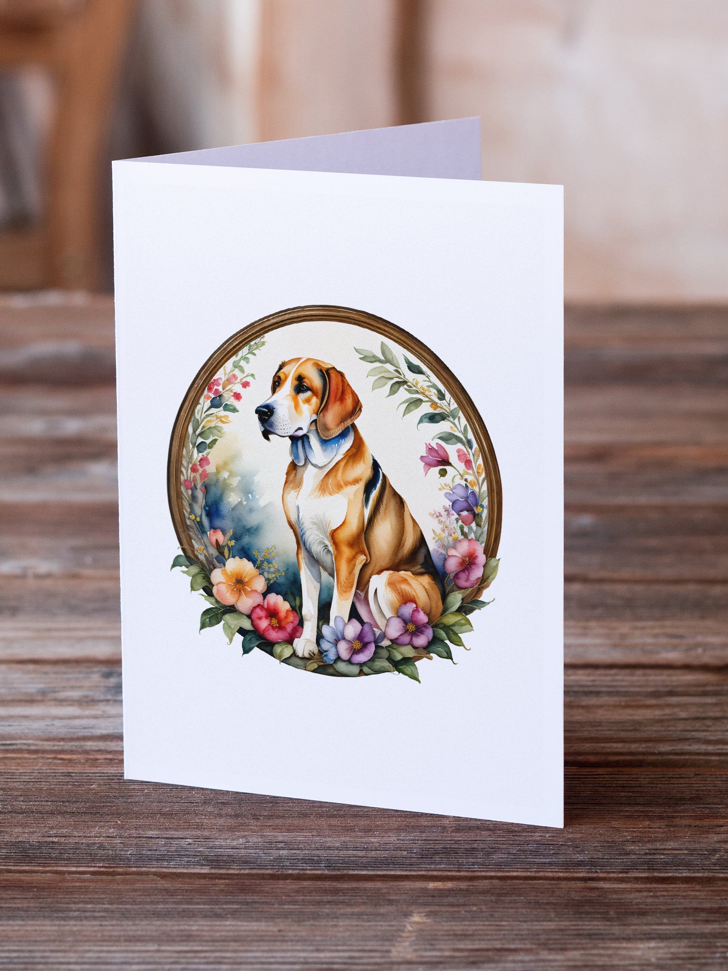 Buy this American Foxhound and Flowers Greeting Cards and Envelopes Pack of 8