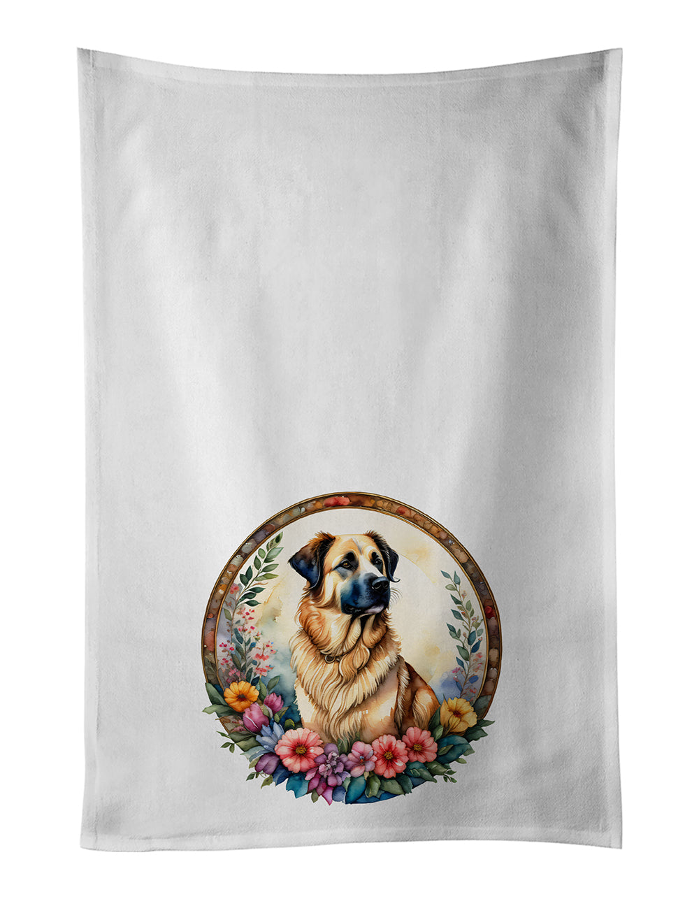 Buy this Anatolian Shepherd Dog and Flowers Kitchen Towel Set of 2
