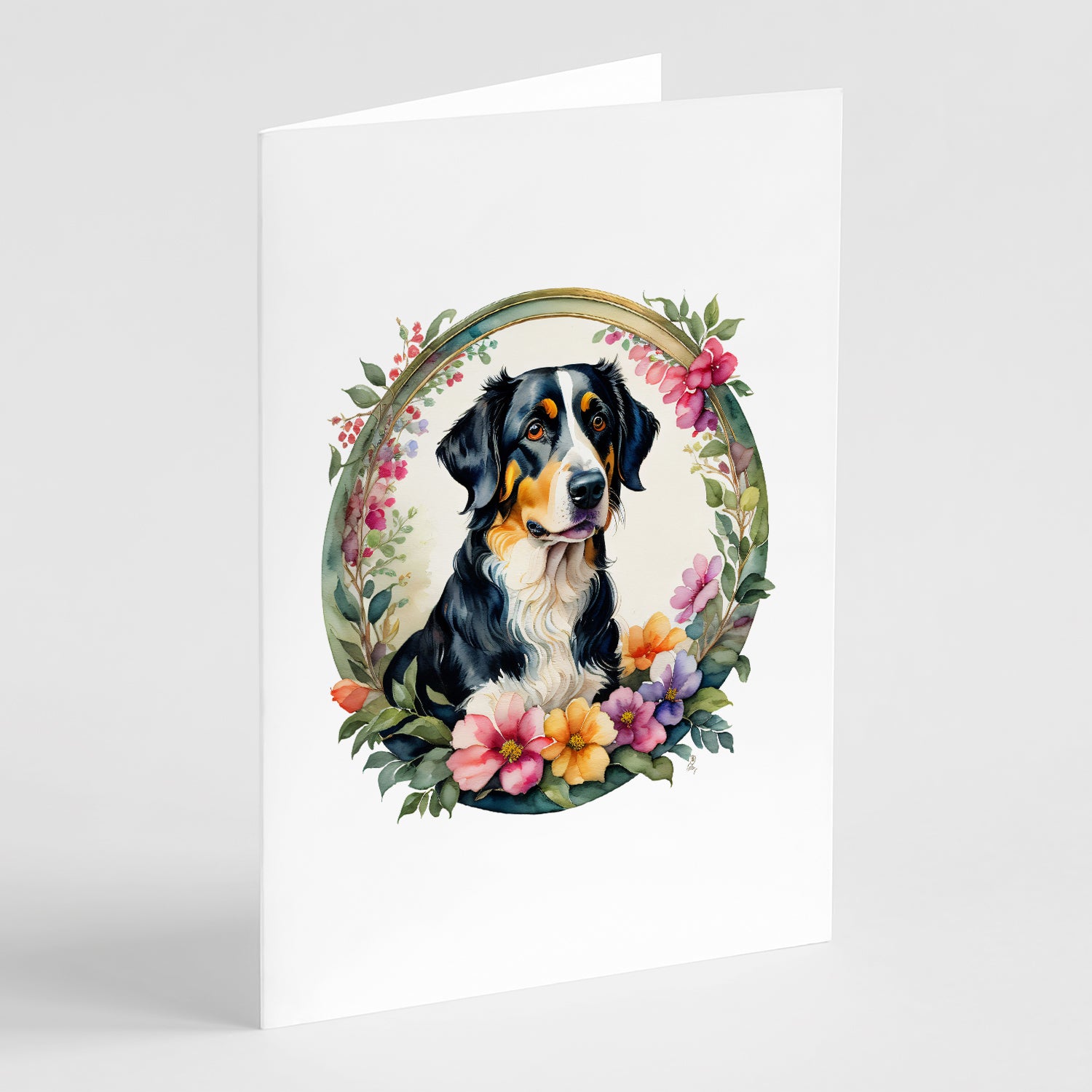 Buy this Appenzeller Sennenhund and Flowers Greeting Cards and Envelopes Pack of 8