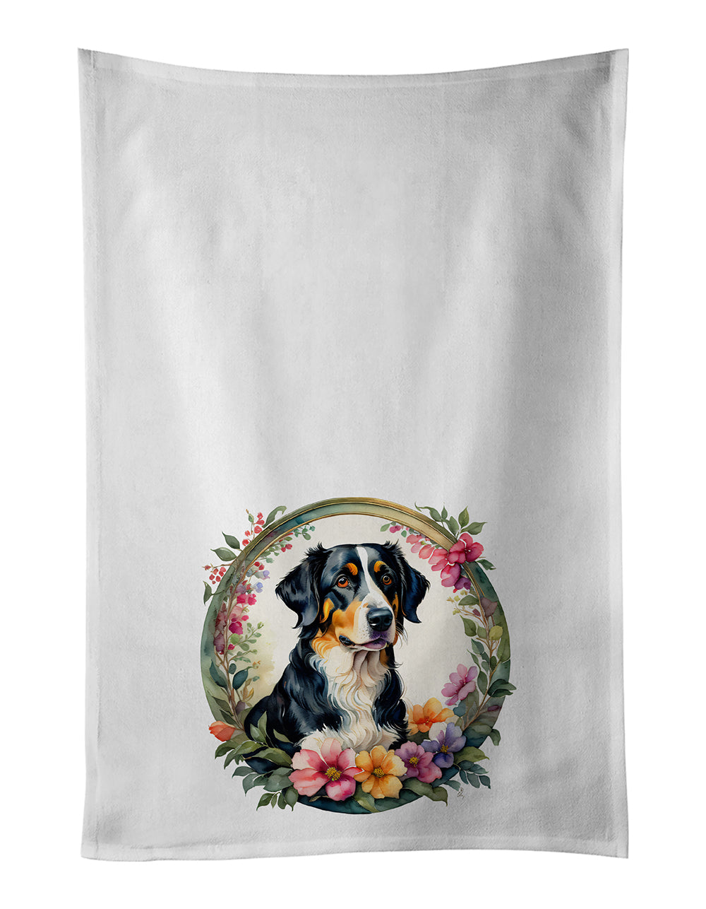 Buy this Appenzeller Sennenhund and Flowers Kitchen Towel Set of 2