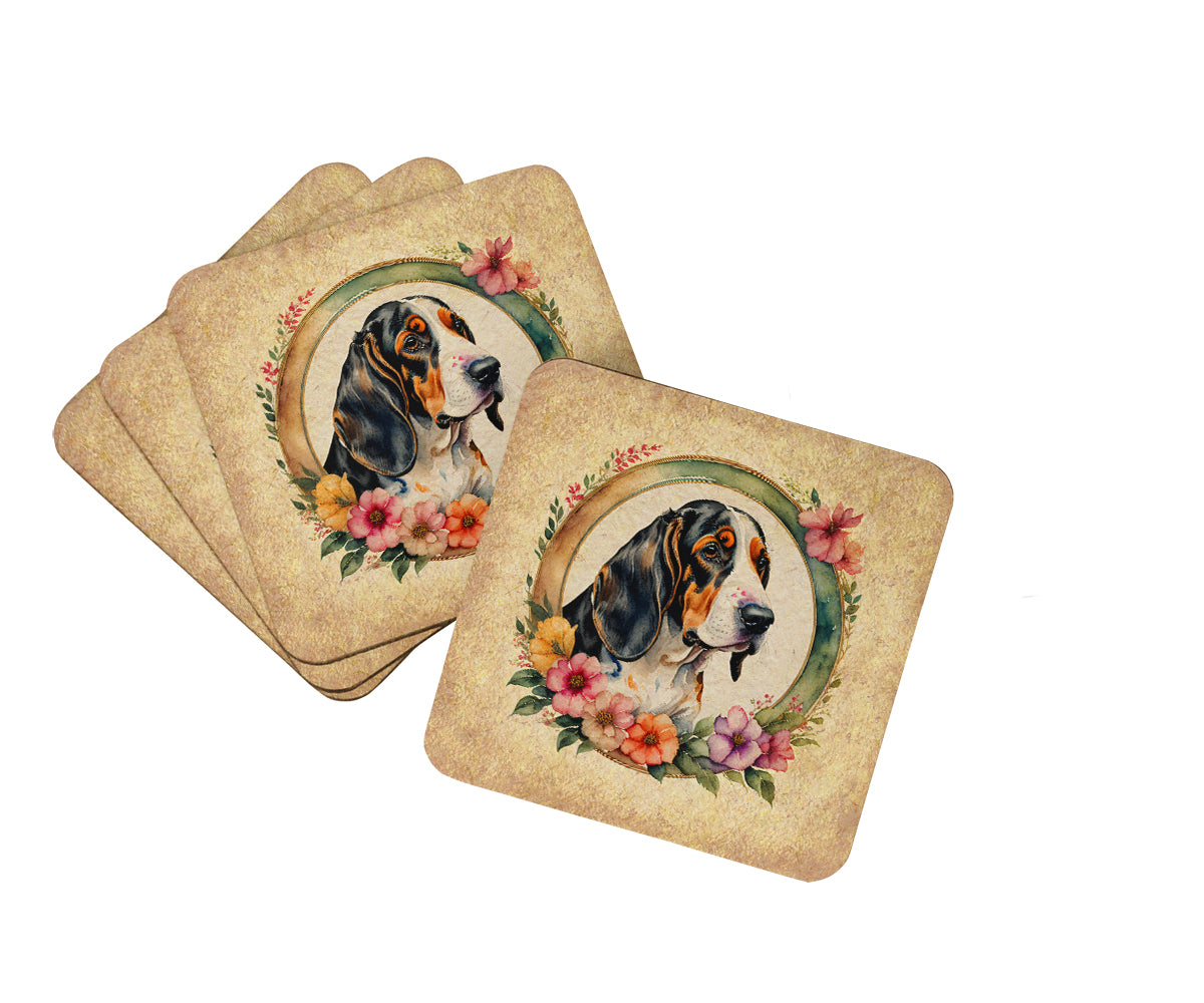 Buy this Basset Hound and Flowers Foam Coasters