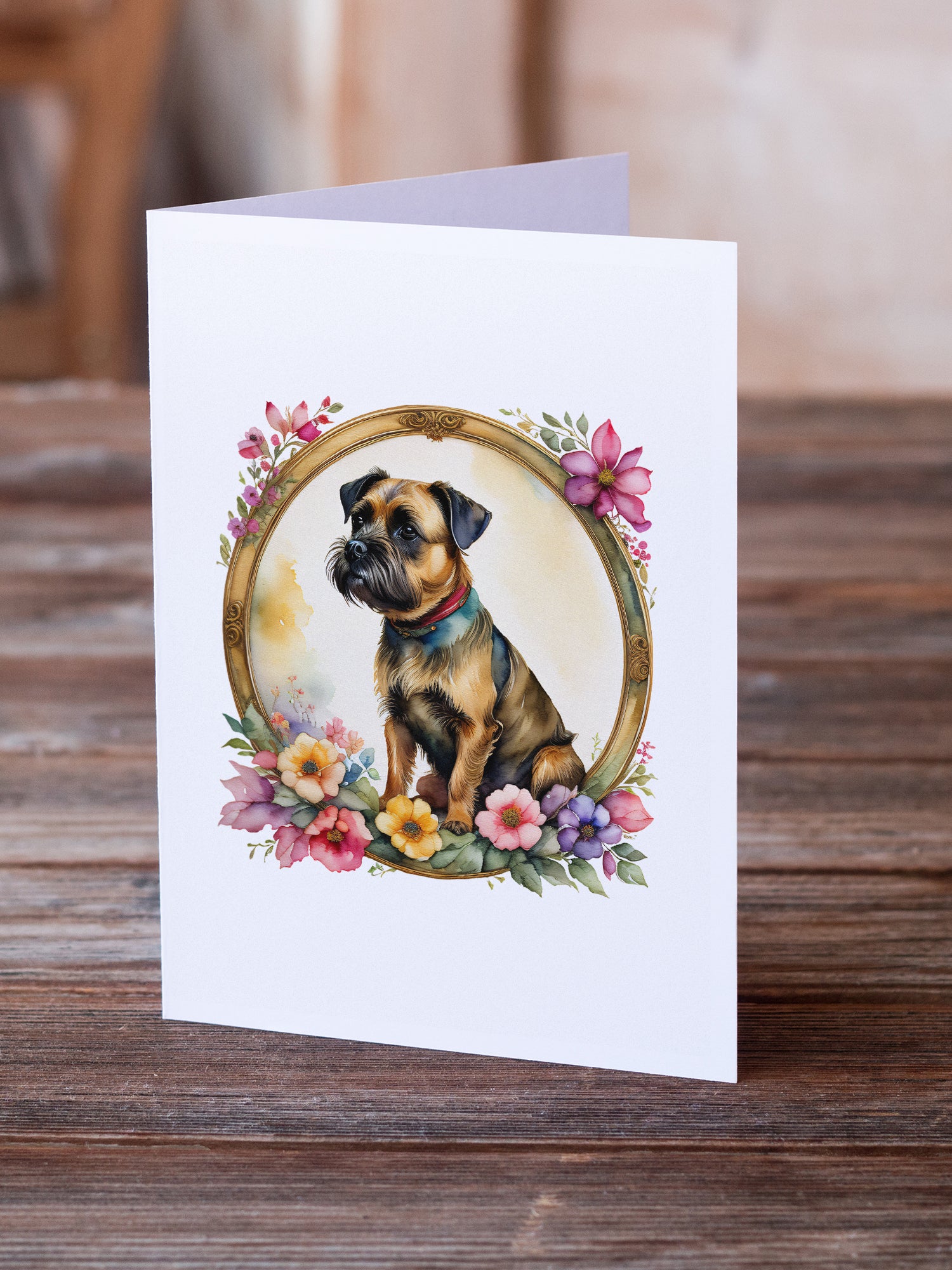 Buy this Border Terrier and Flowers Greeting Cards and Envelopes Pack of 8