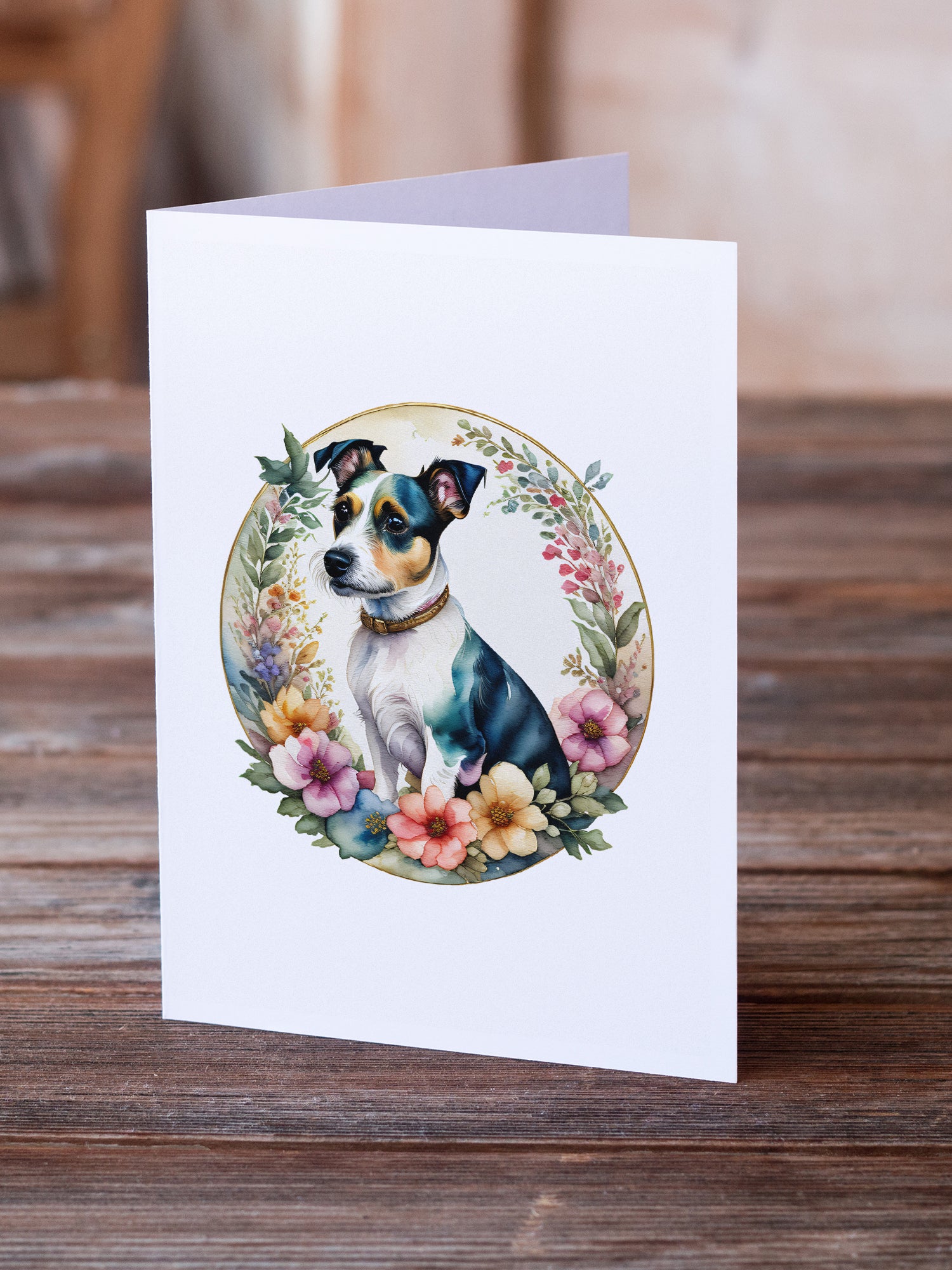 Buy this Jack Russell Terrier and Flowers Greeting Cards and Envelopes Pack of 8