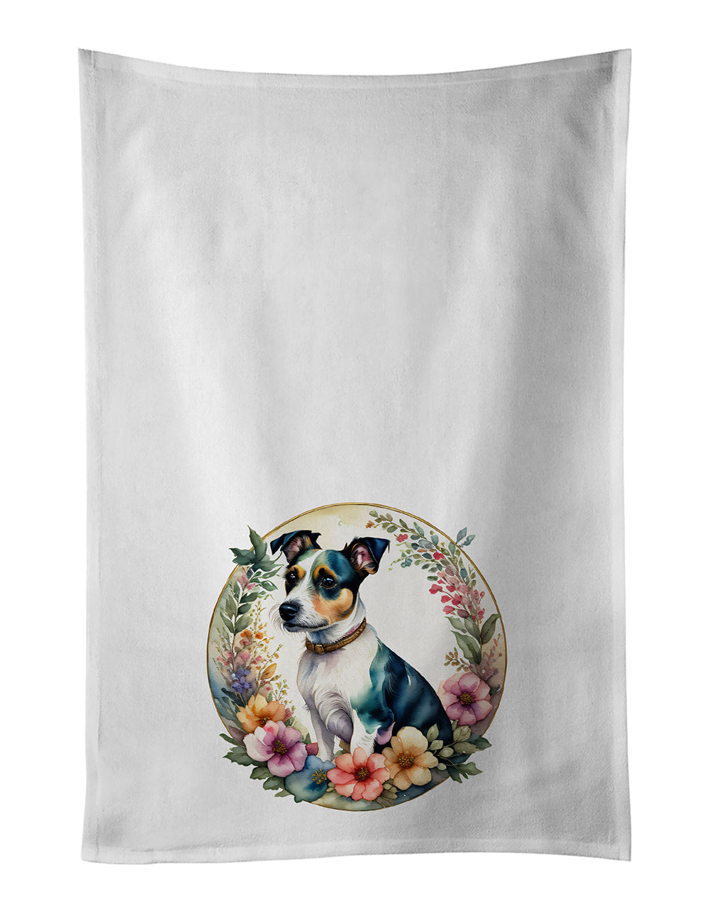 Buy this Jack Russell Terrier and Flowers Kitchen Towel Set of 2