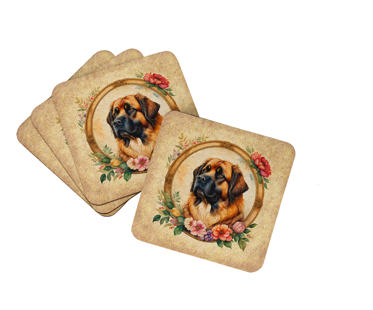 Buy this Leonberger and Flowers Foam Coasters
