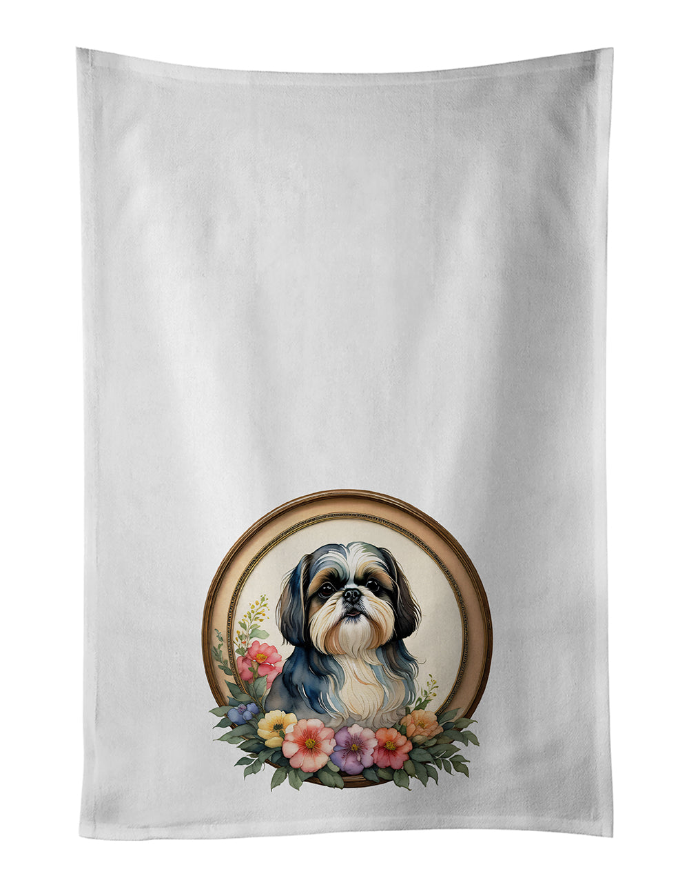 Buy this Shih Tzu and Flowers Kitchen Towel Set of 2