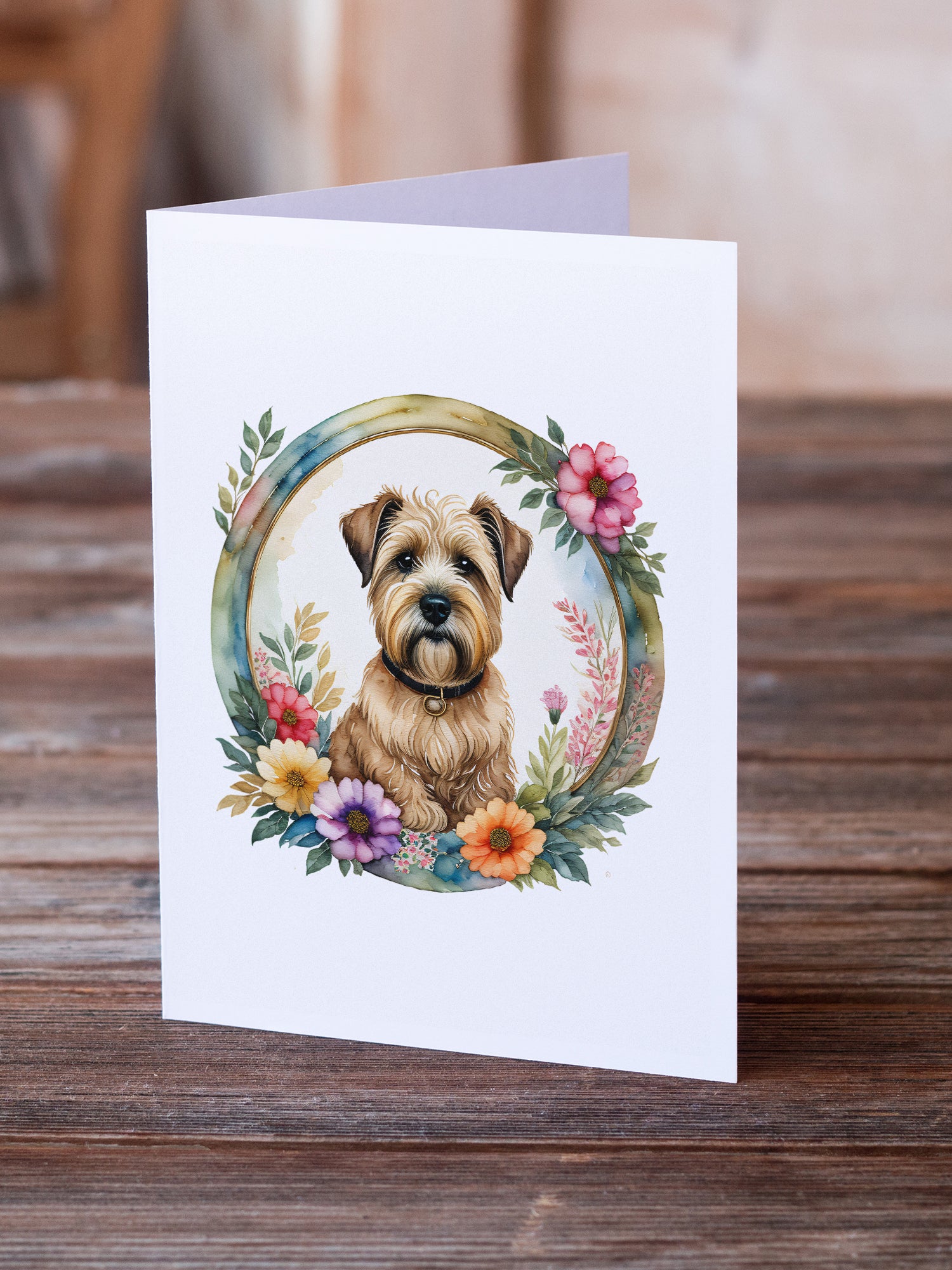 Buy this Wheaten Terrier and Flowers Greeting Cards and Envelopes Pack of 8