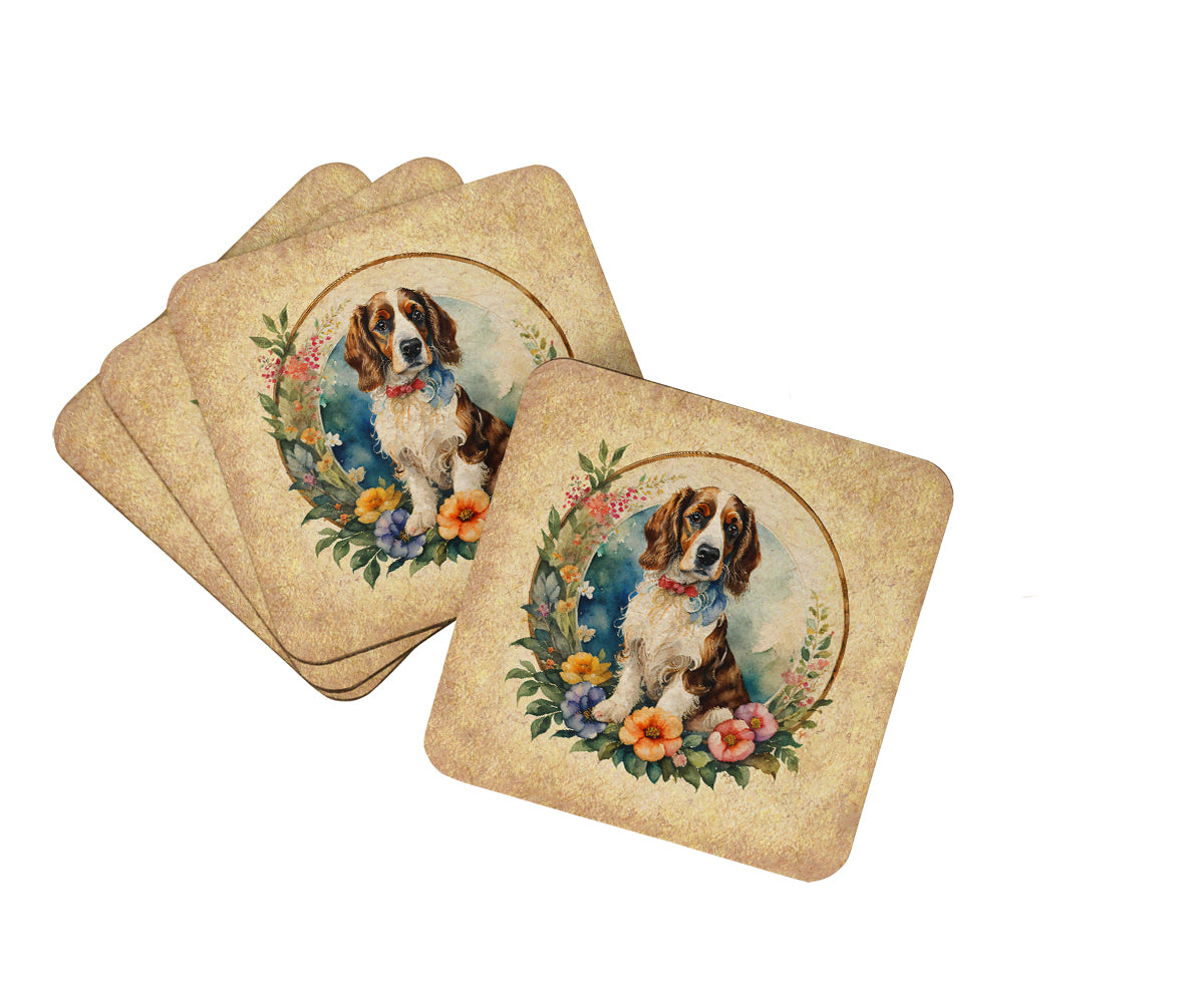 Buy this Welsh Springer Spaniel and Flowers Foam Coasters