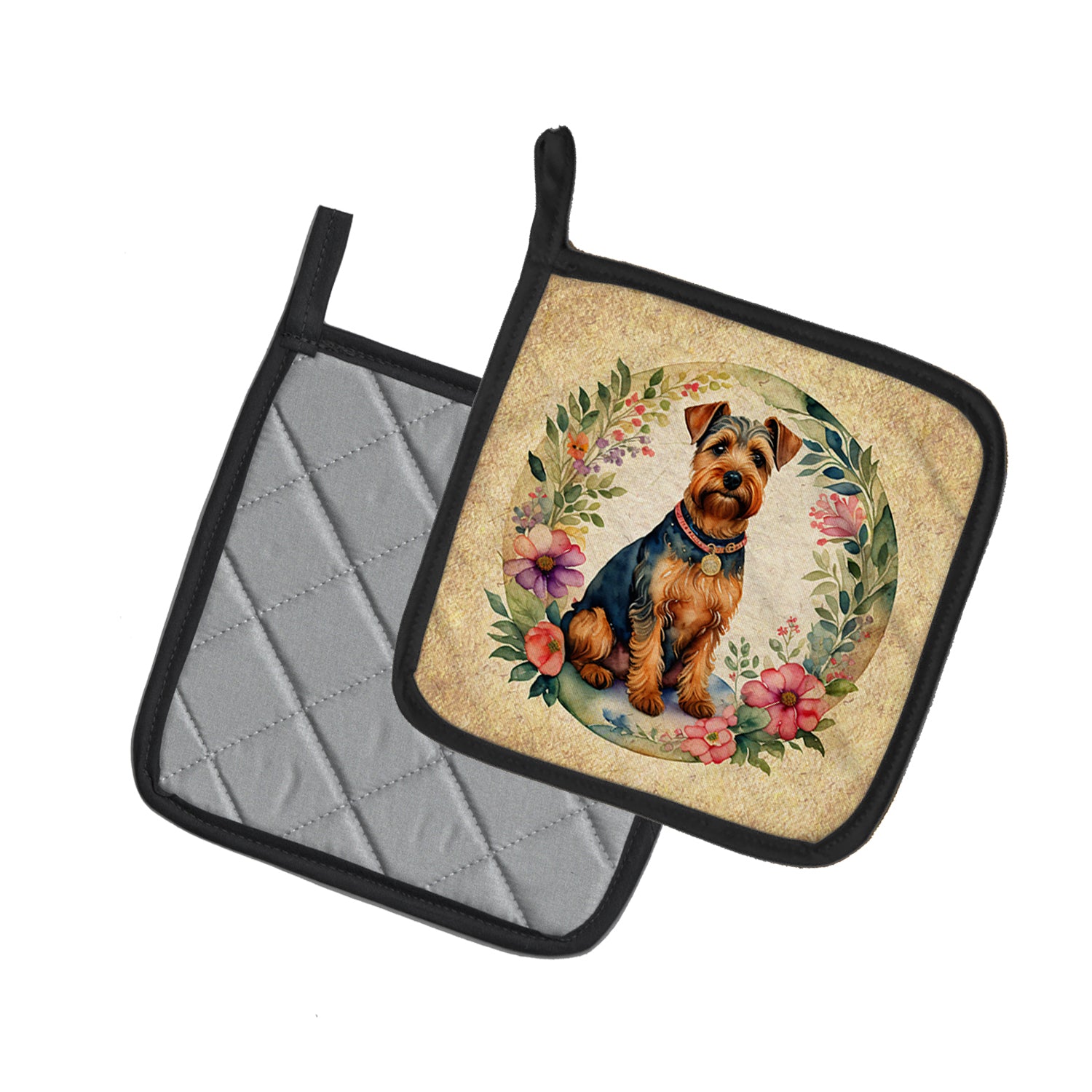 Buy this Welsh Terrier and Flowers Pair of Pot Holders