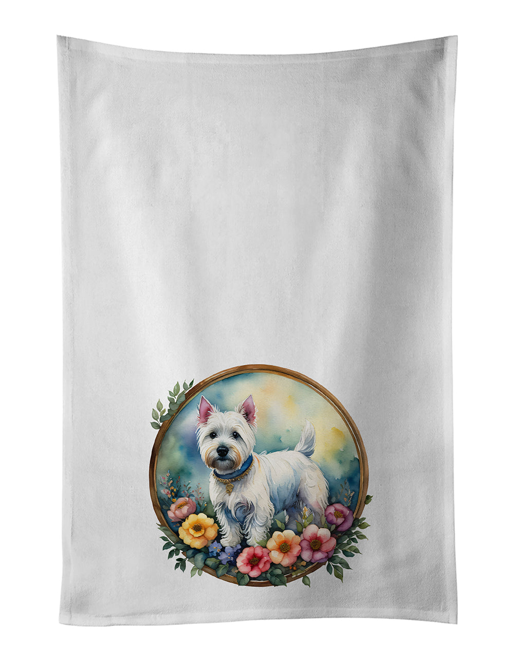 Buy this Westie and Flowers Kitchen Towel Set of 2