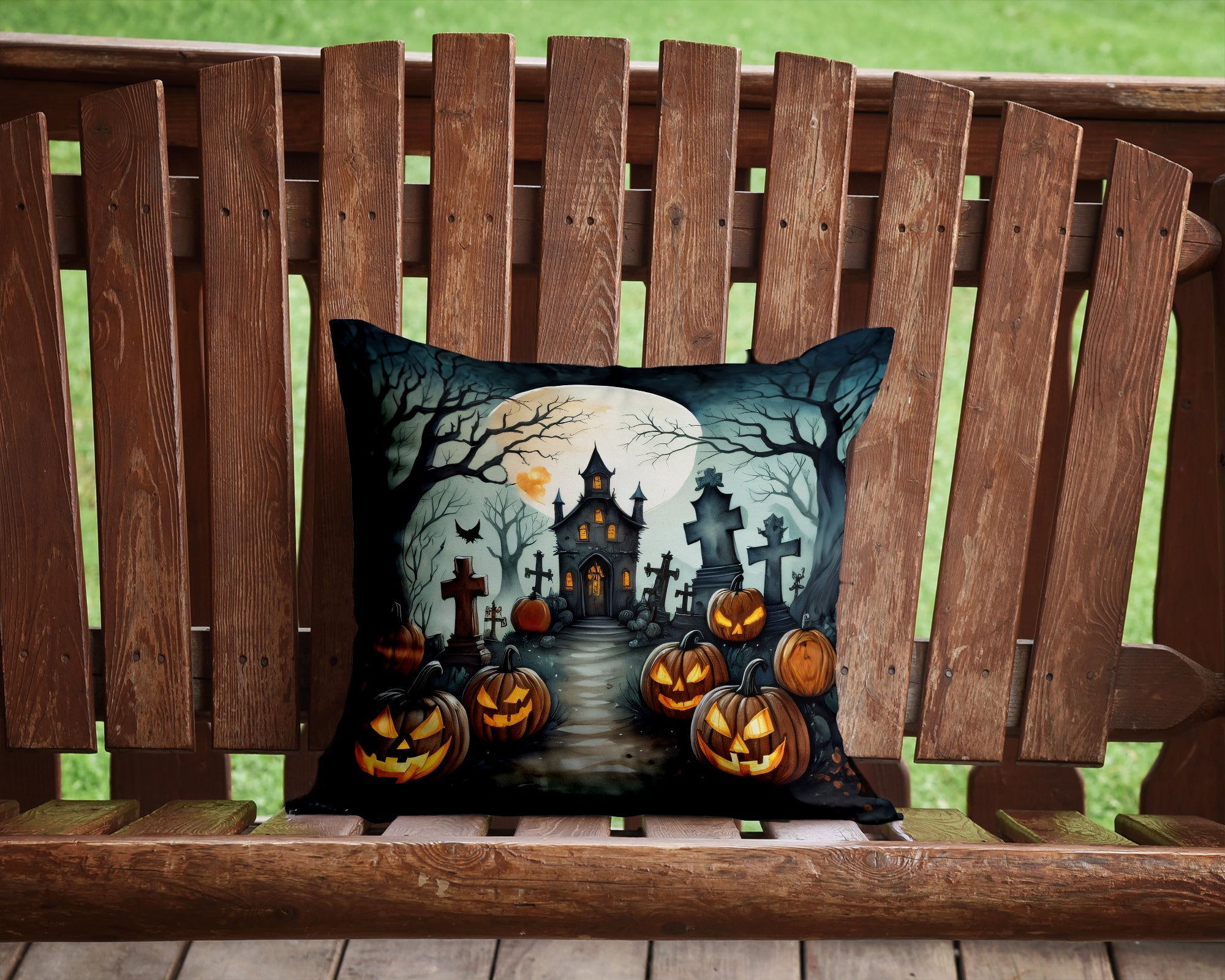 Buy this Graveyard Spooky Halloween Fabric Decorative Pillow