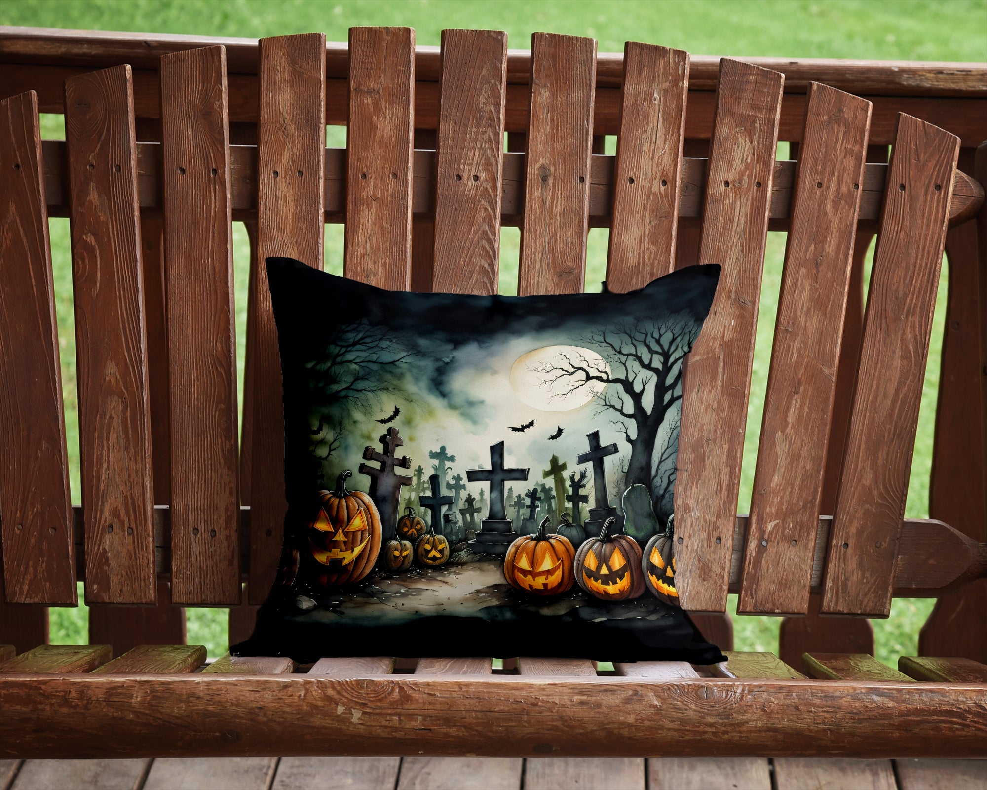Buy this Graveyard Spooky Halloween Fabric Decorative Pillow