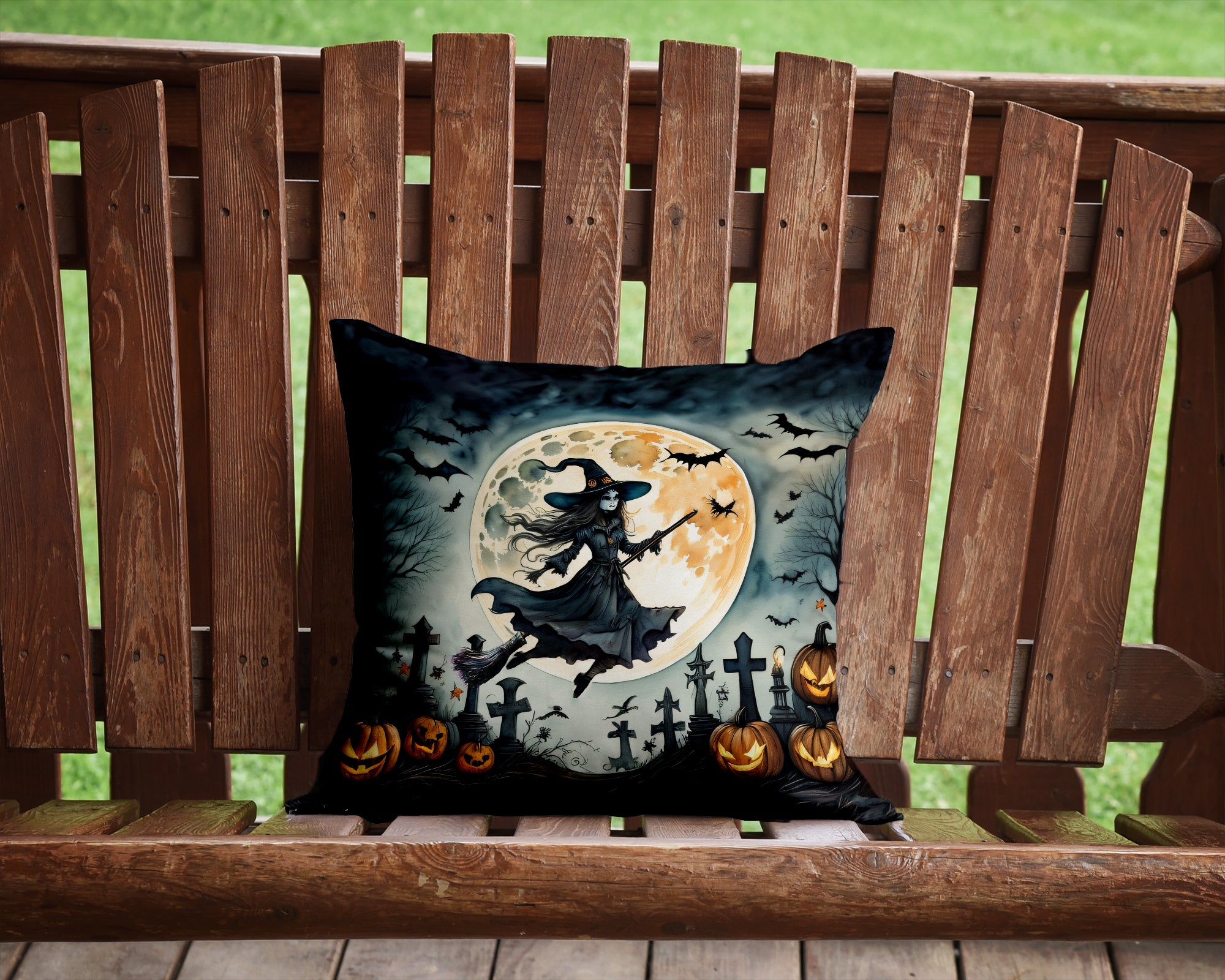 Buy this Flying Witch Spooky Halloween Fabric Decorative Pillow