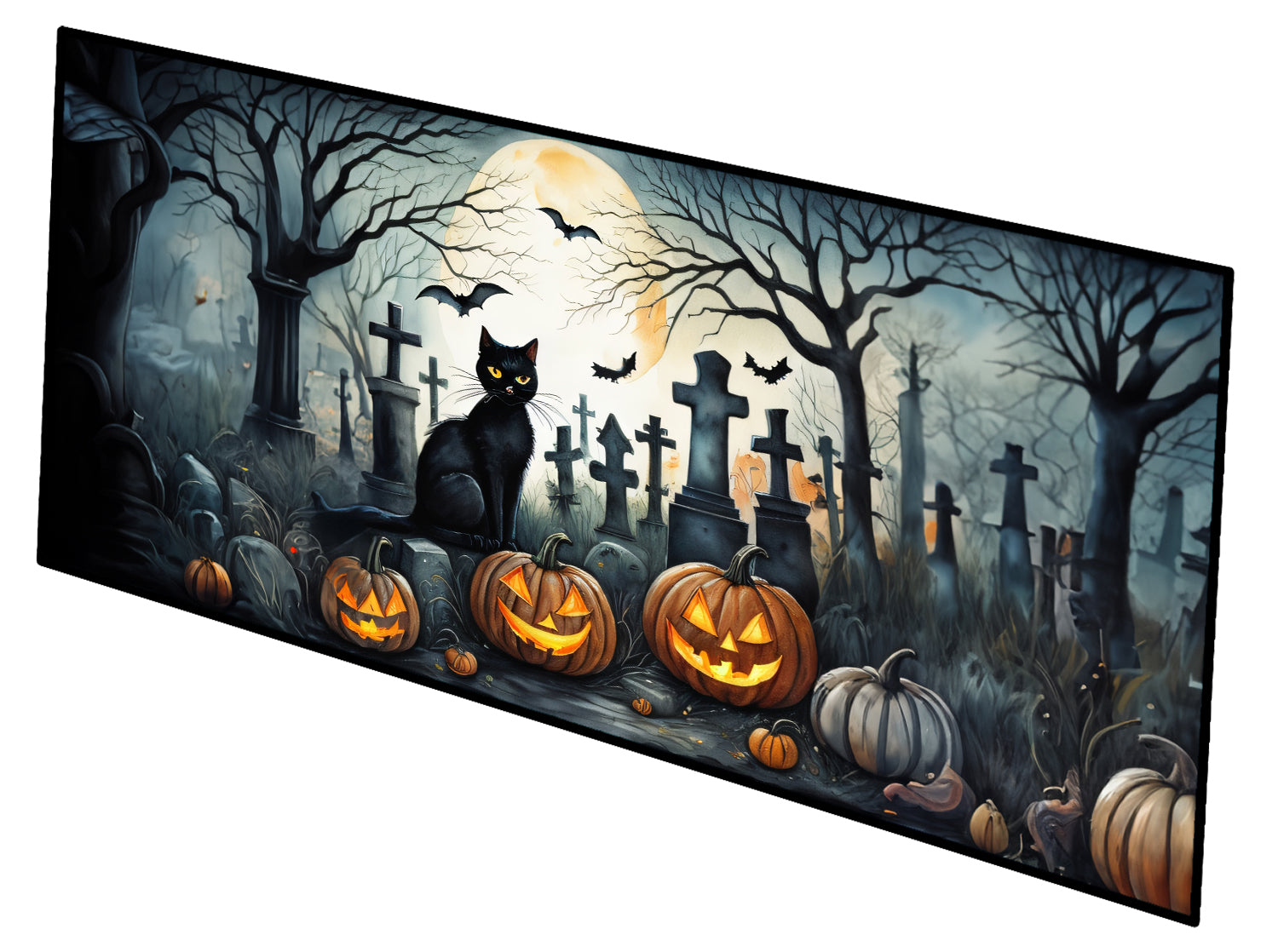 Buy this Black Cat Spooky Halloween Indoor / Outdoor Runner Mat 28x58