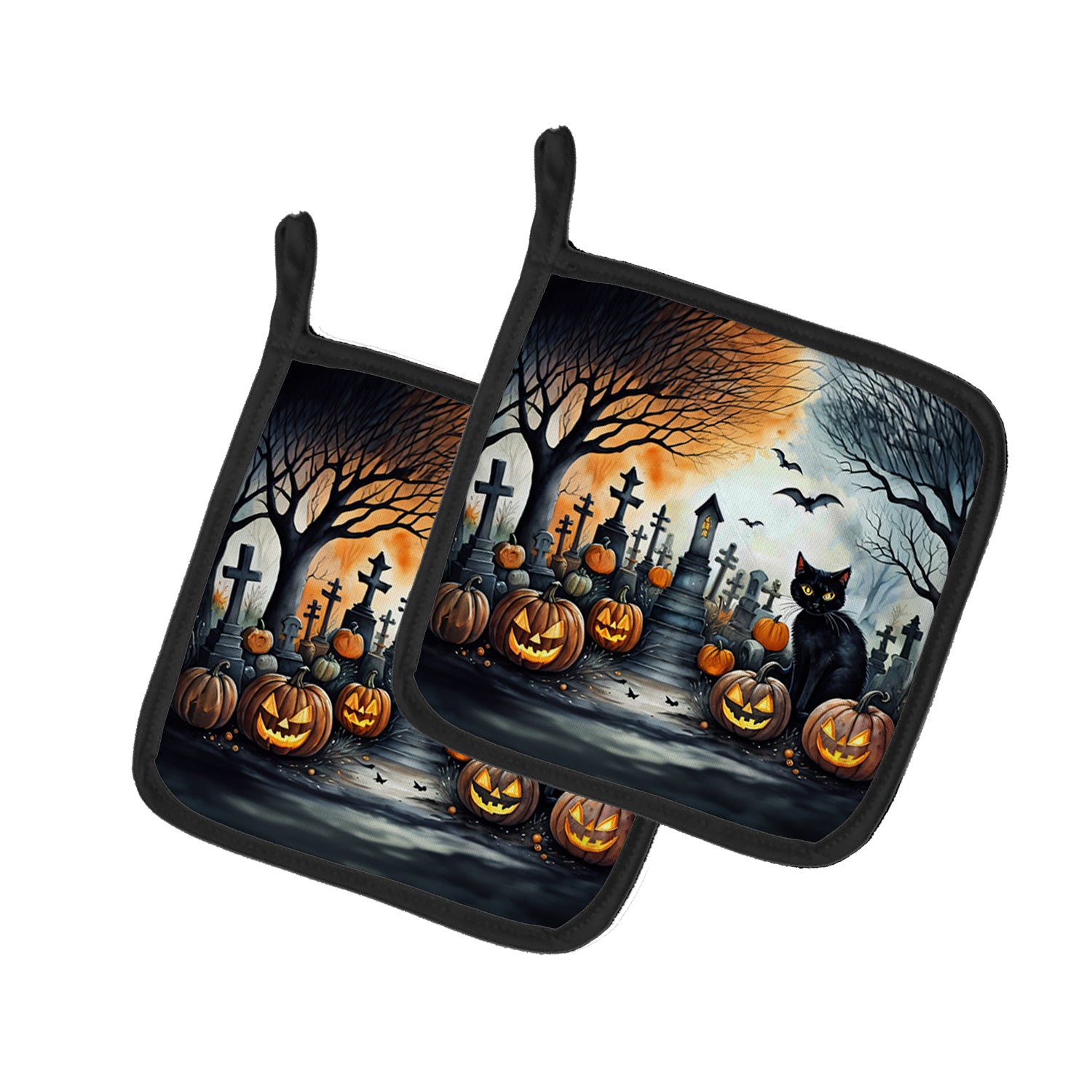 Buy this Black Cat Spooky Halloween Pair of Pot Holders