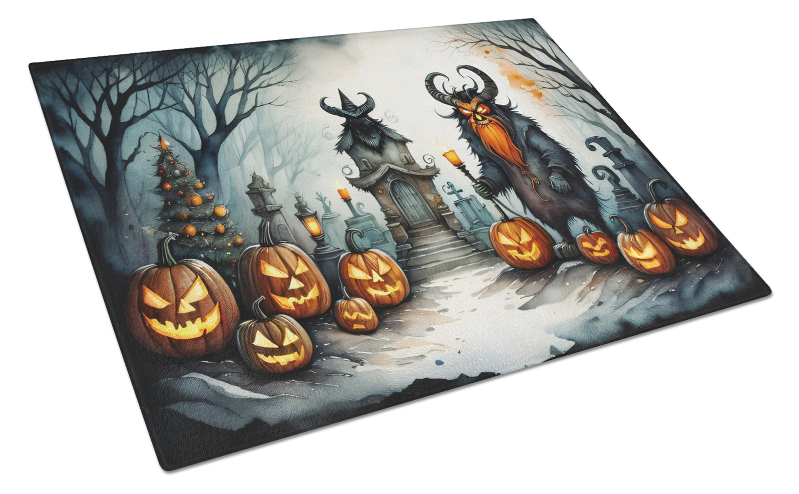 Buy this Krampus The Christmas Demon Spooky Halloween Glass Cutting Board Large