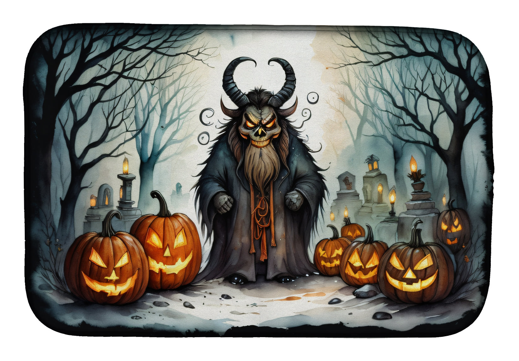 Buy this Krampus The Christmas Demon Spooky Halloween Dish Drying Mat