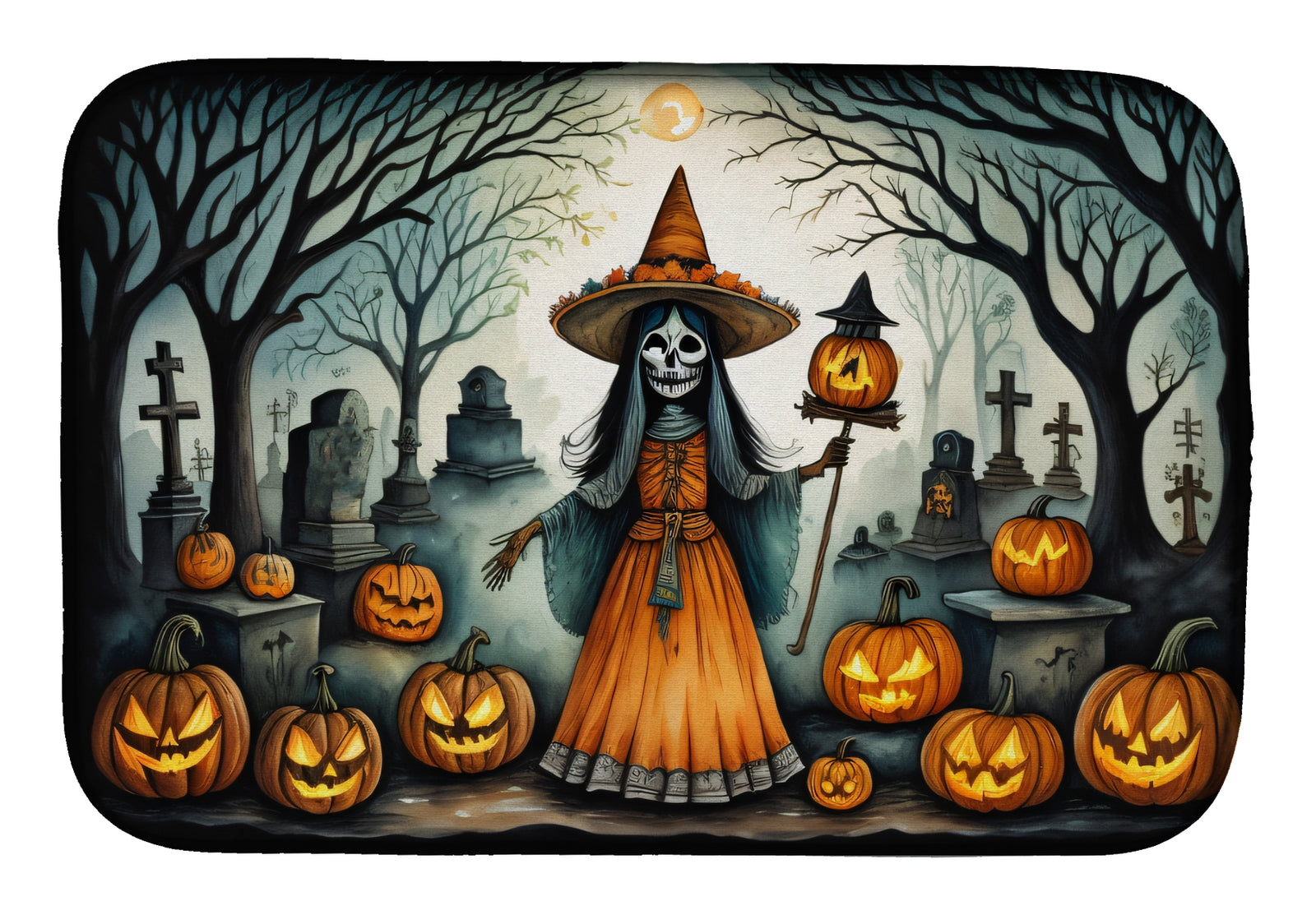 Buy this La Llorona Skeleton Spooky Halloween Dish Drying Mat