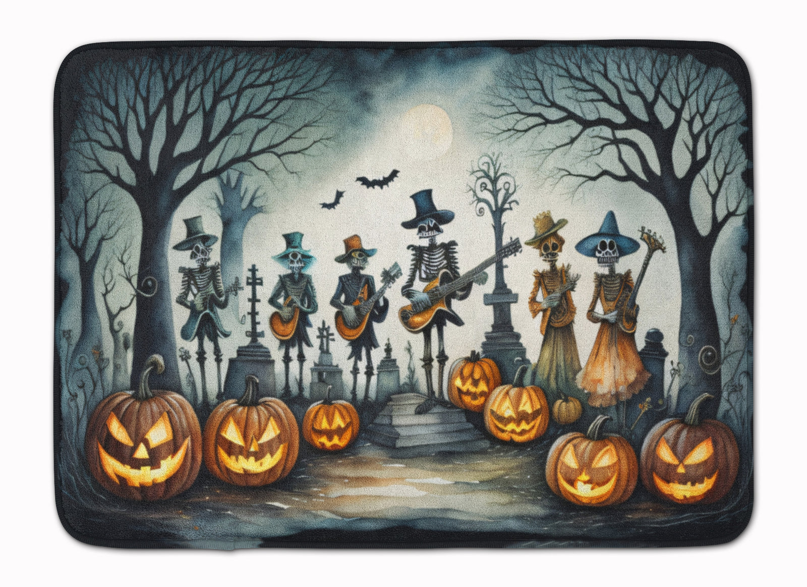 Buy this Mariachi Skeleton Band Spooky Halloween Memory Foam Kitchen Mat
