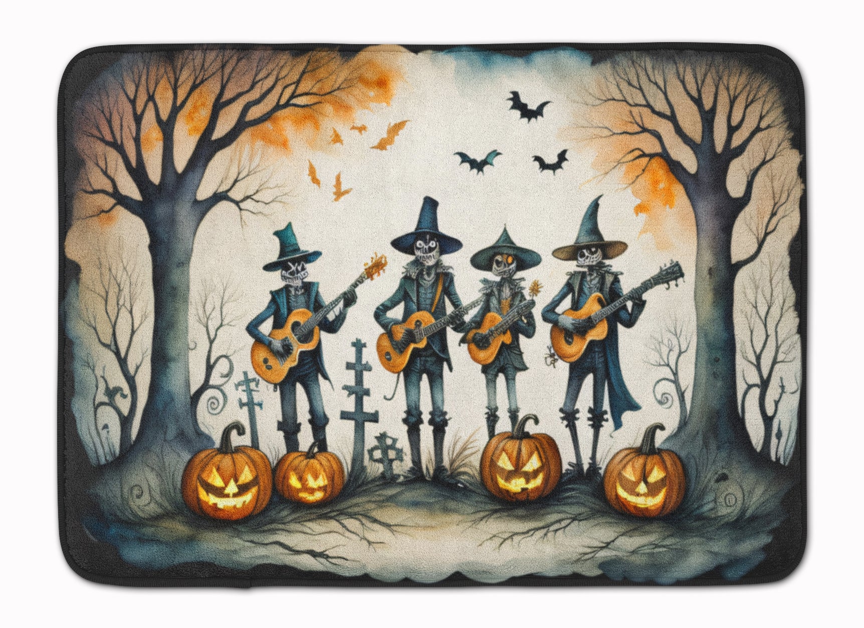 Buy this Mariachi Skeleton Band Spooky Halloween Memory Foam Kitchen Mat