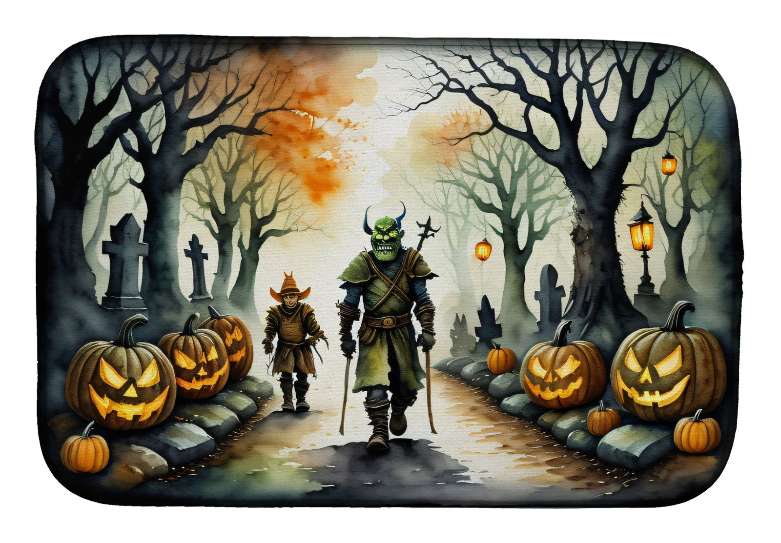 Buy this Orcs Spooky Halloween Dish Drying Mat