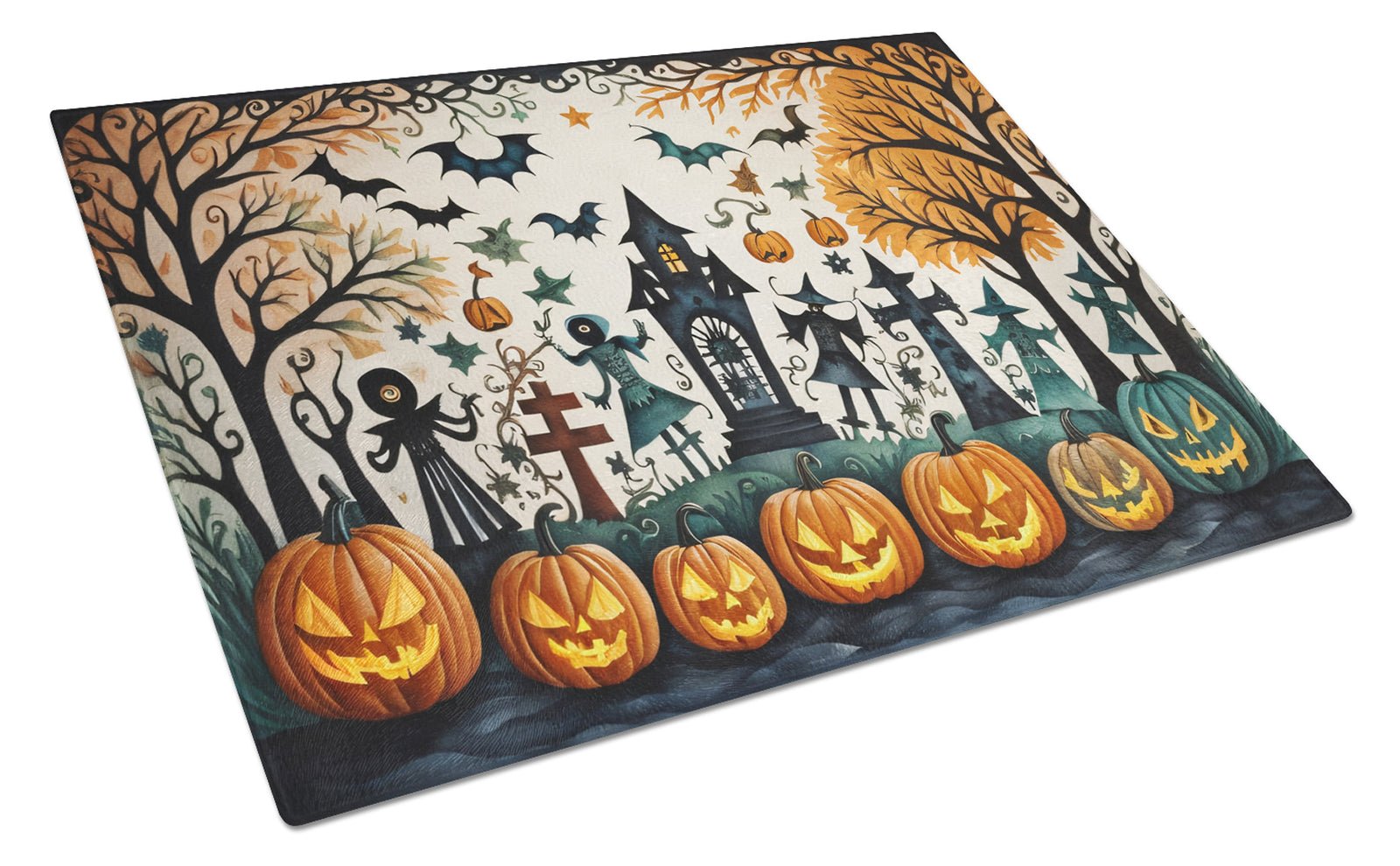 Buy this Papel Picado Skeletons Spooky Halloween Glass Cutting Board Large