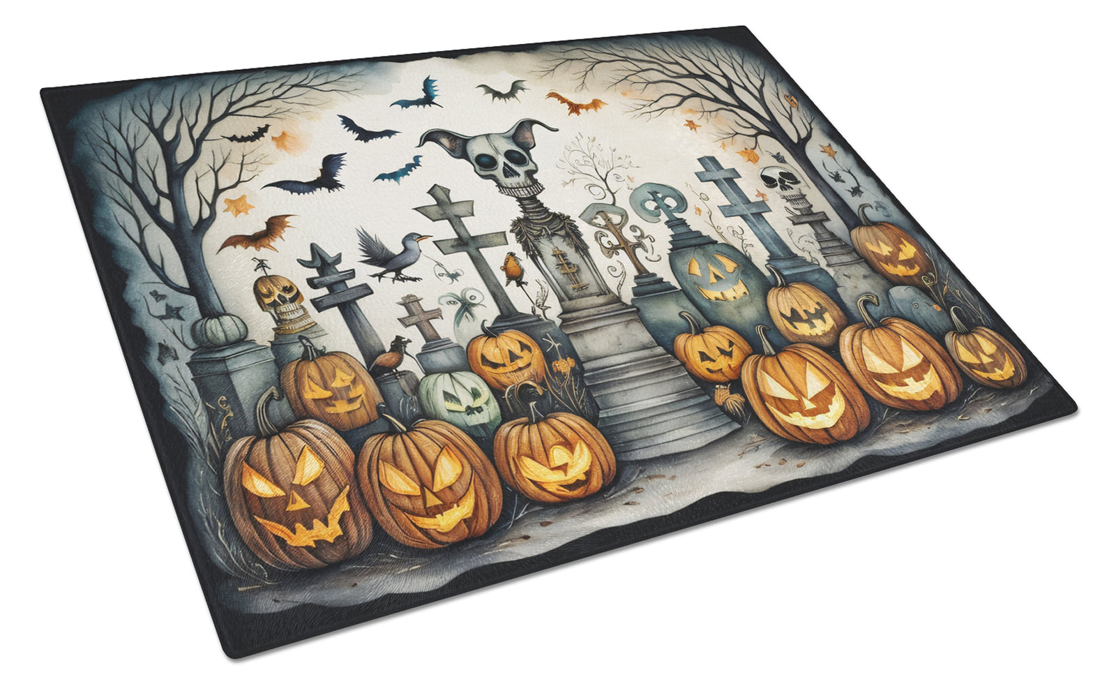 Buy this Pet Cemetery Spooky Halloween Glass Cutting Board Large