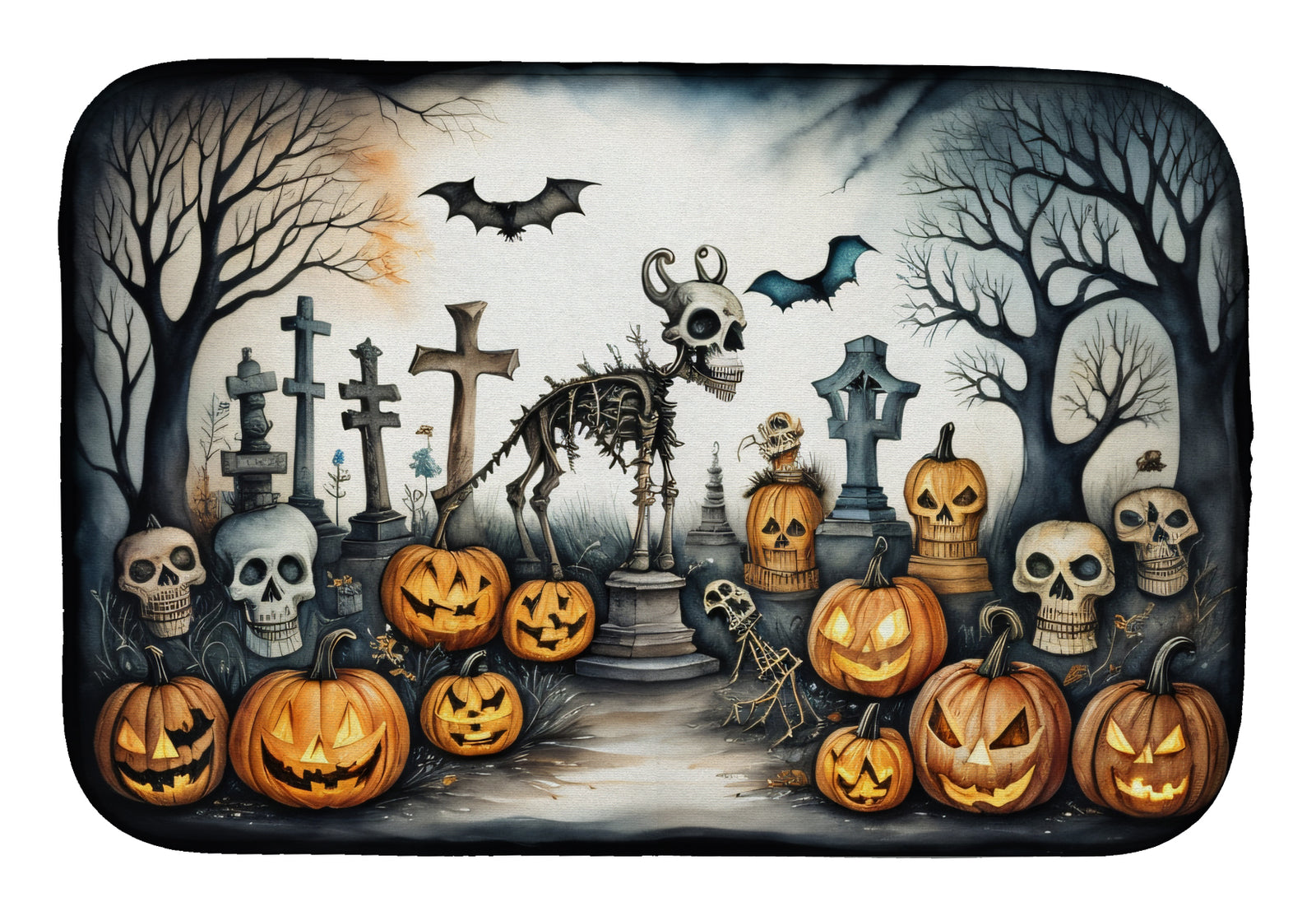 Buy this Pet Cemetery Spooky Halloween Dish Drying Mat