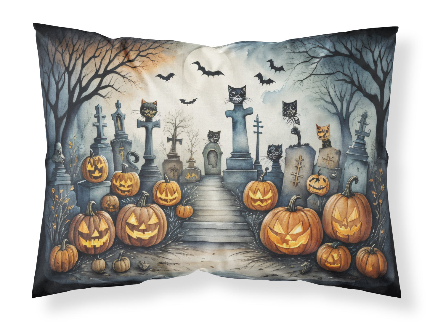 Buy this Cat Cemetery Spooky Halloween Fabric Standard Pillowcase
