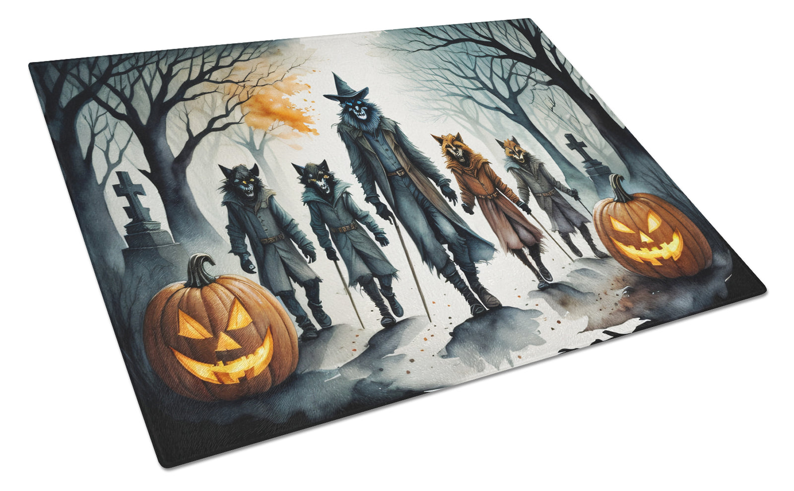 Buy this Werewolves Spooky Halloween Glass Cutting Board Large