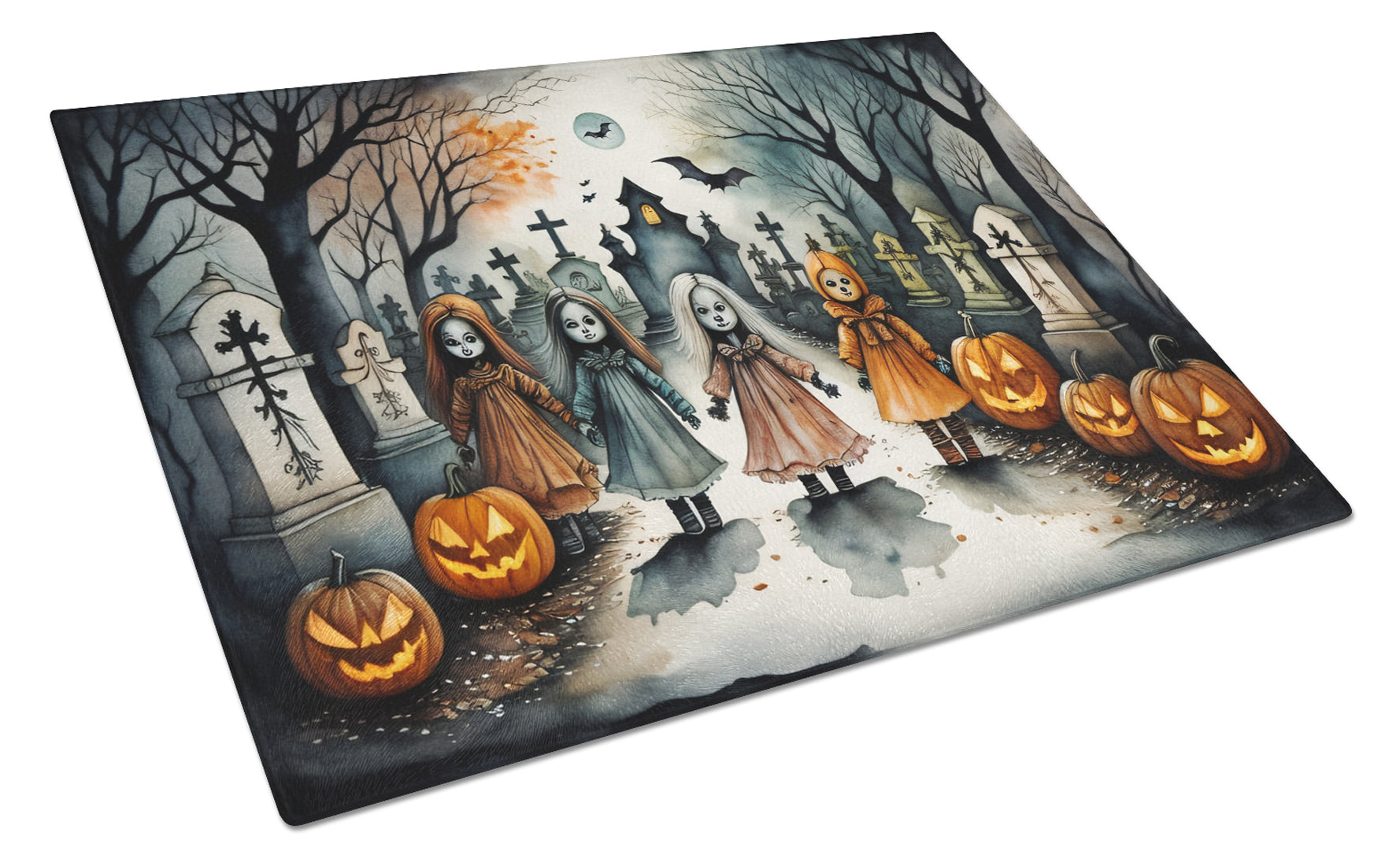 Buy this Creepy Dolls Spooky Halloween Glass Cutting Board Large