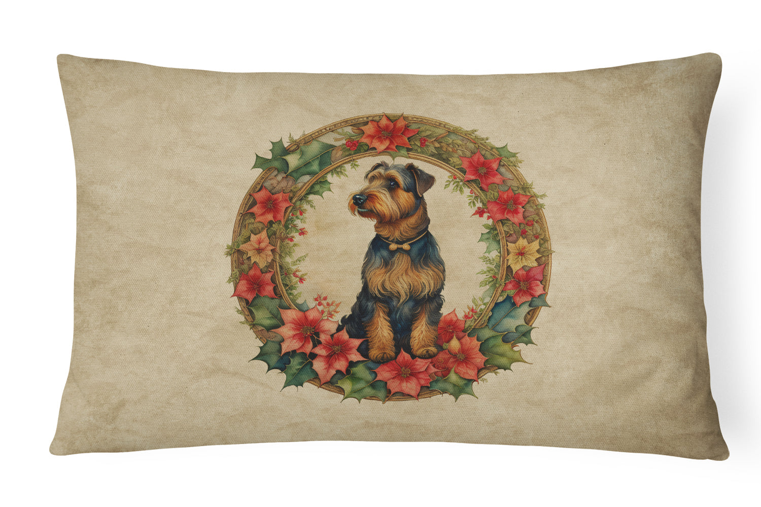 Buy this Airedale Terrier Christmas Flowers Throw Pillow