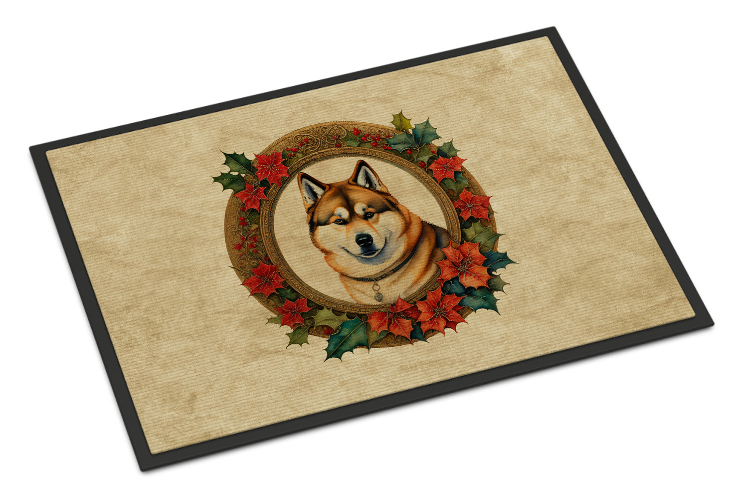 Buy this Akita Christmas Flowers Doormat