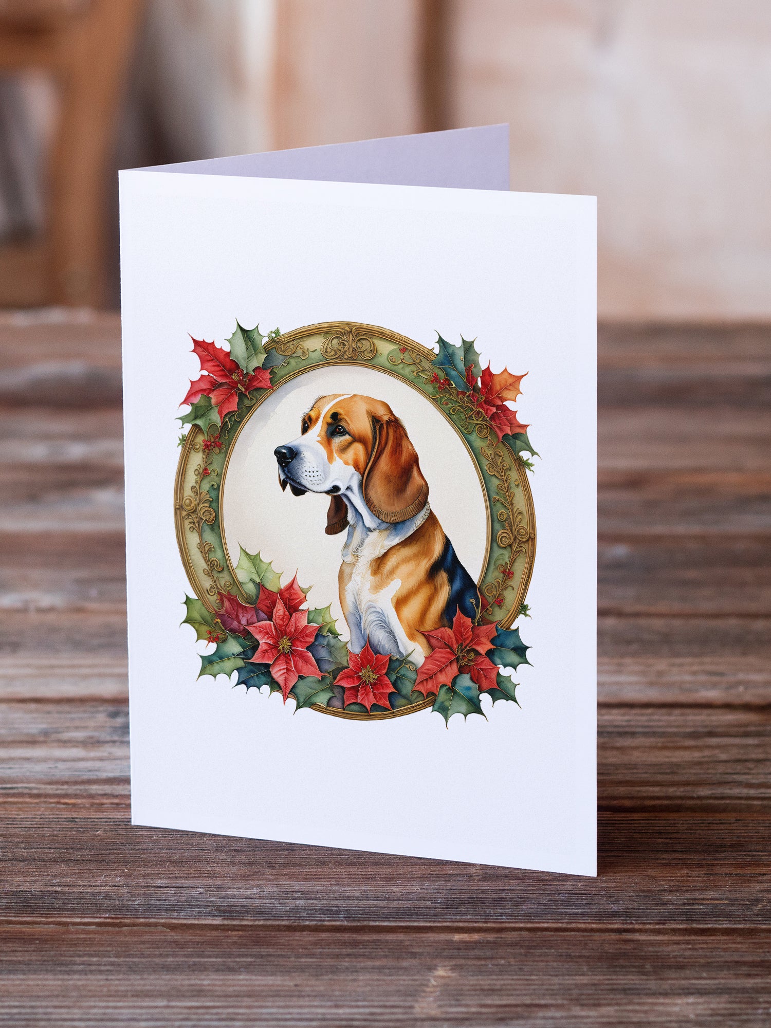 Buy this American Foxhound Christmas Flowers Greeting Cards Pack of 8