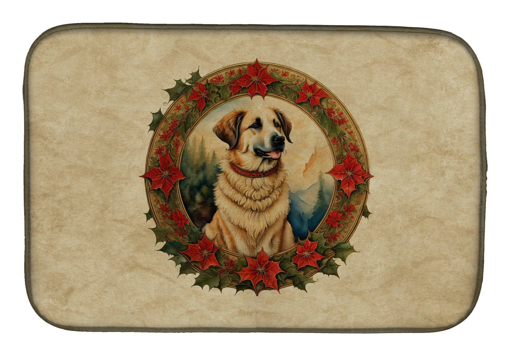 Buy this Anatolian Shepherd Dog Christmas Flowers Dish Drying Mat