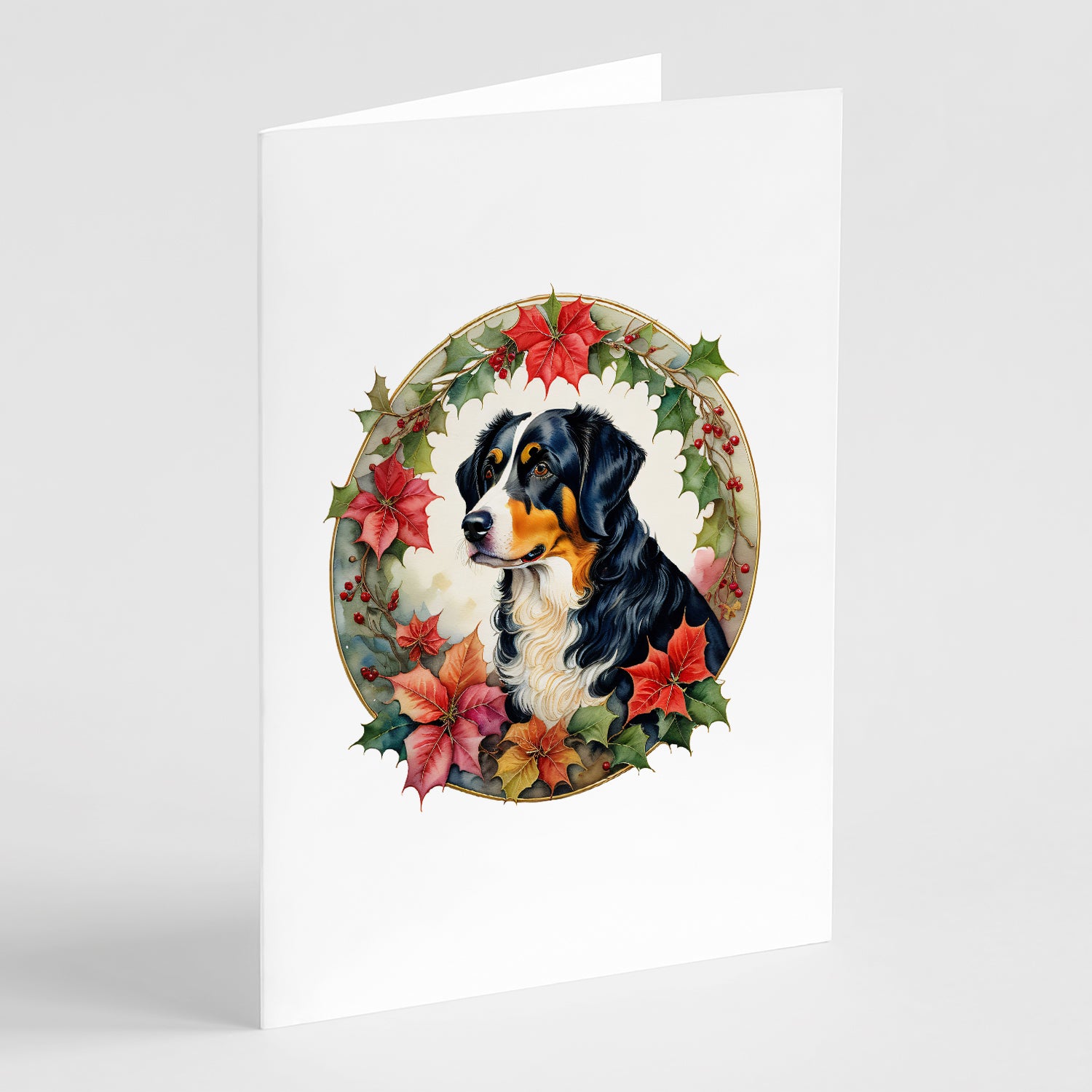 Buy this Appenzeller Sennenhund Christmas Flowers Greeting Cards Pack of 8