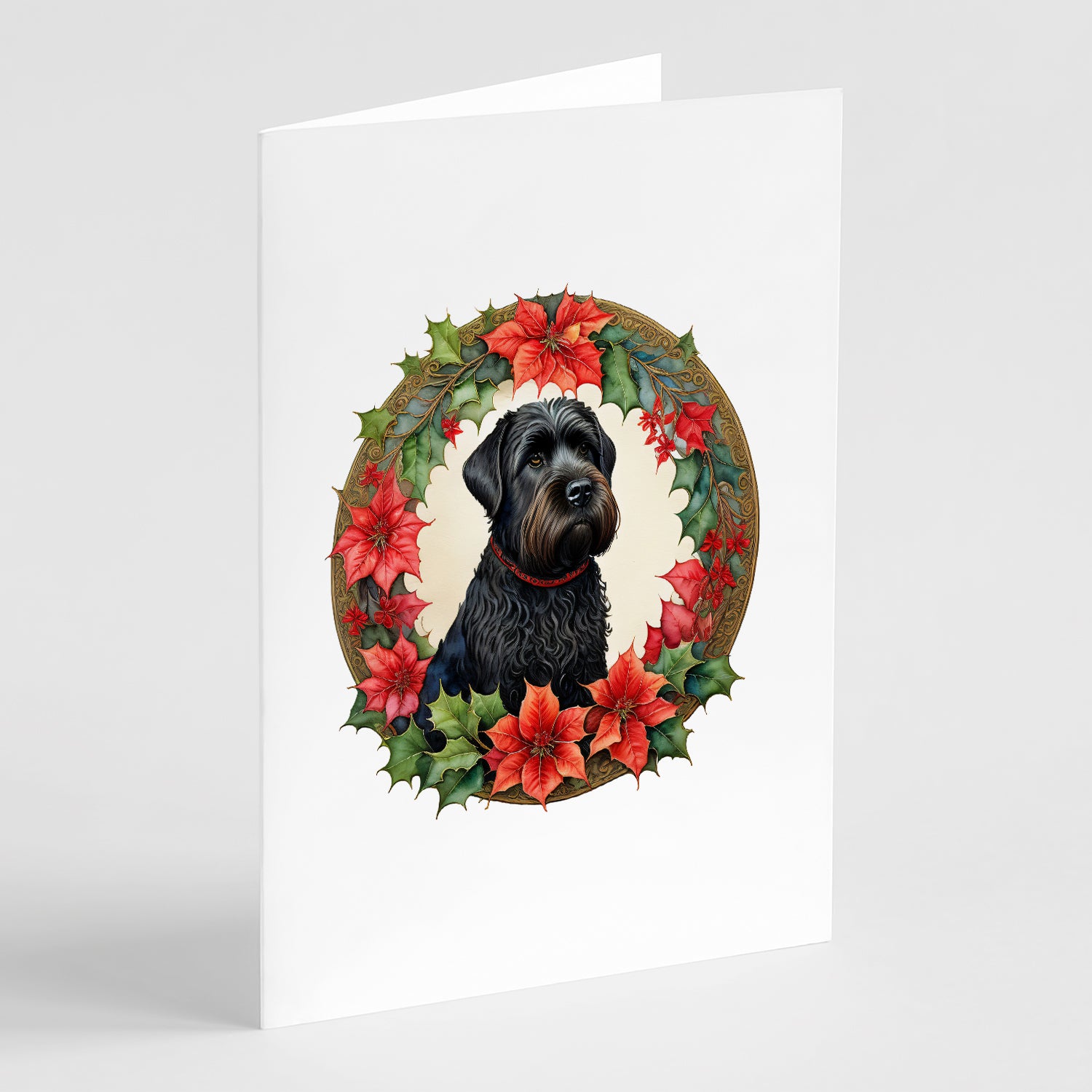 Buy this Black Russian Terrier Christmas Flowers Greeting Cards Pack of 8