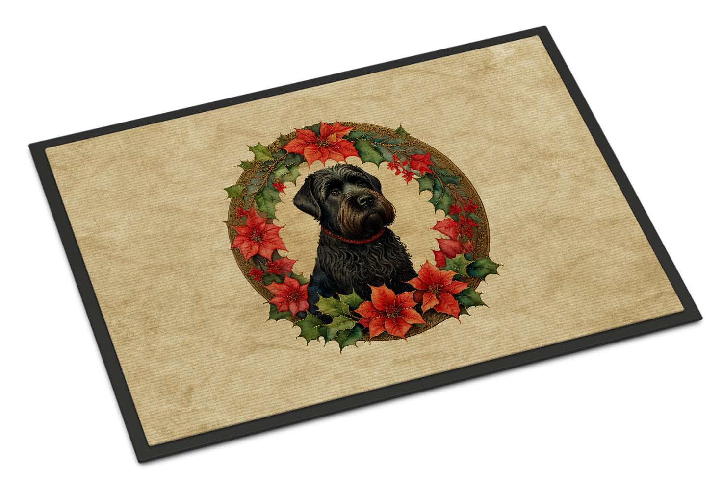 Buy this Black Russian Terrier Christmas Flowers Doormat