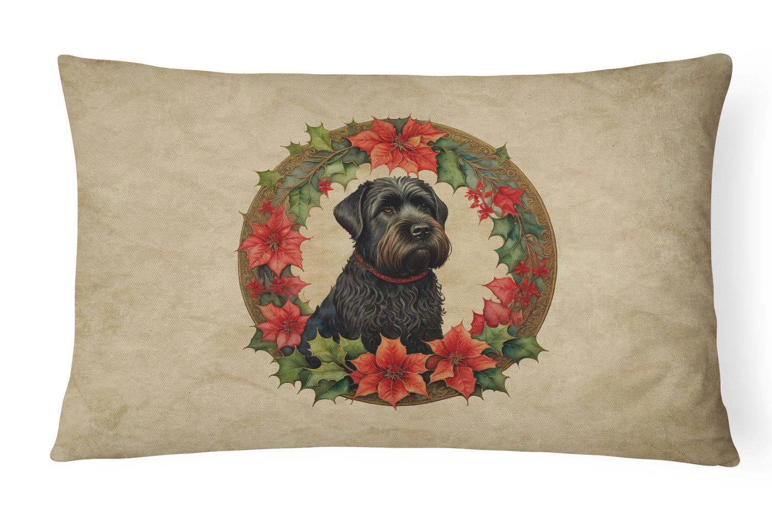 Buy this Black Russian Terrier Christmas Flowers Throw Pillow