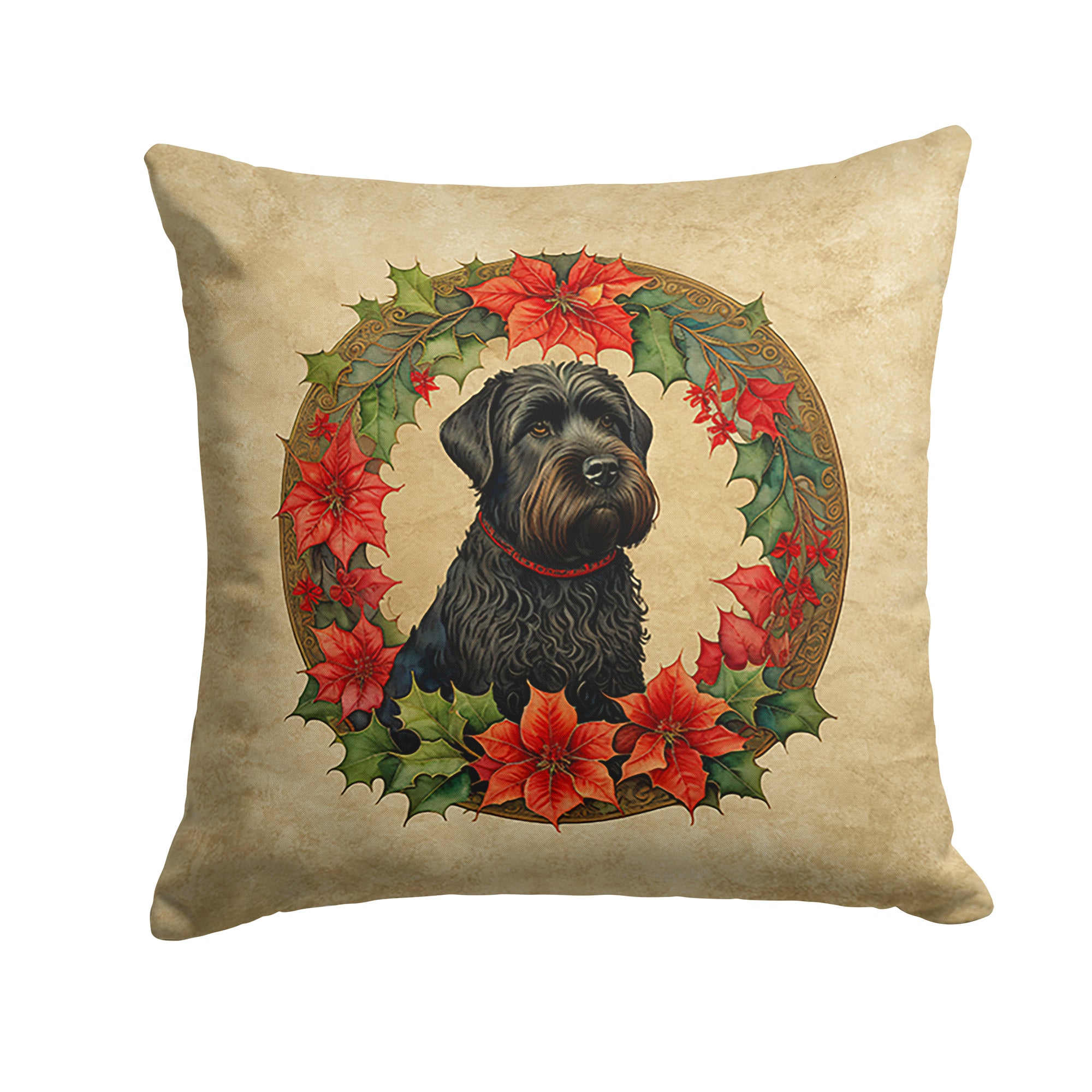 Buy this Black Russian Terrier Christmas Flowers Throw Pillow