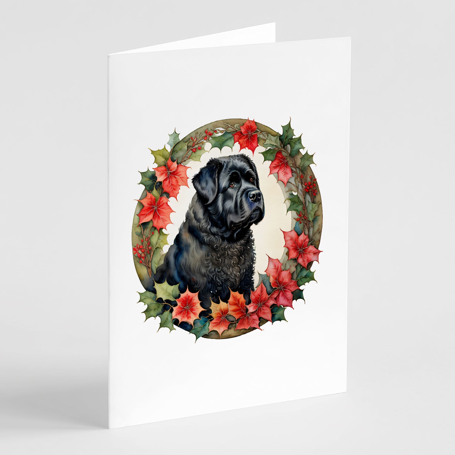 Buy this Bouvier des Flandres Christmas Flowers Greeting Cards Pack of 8