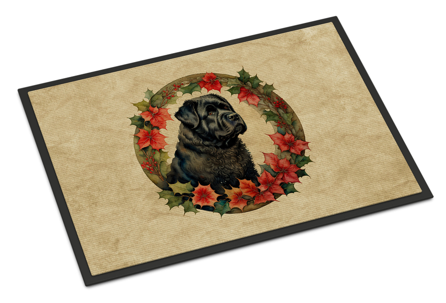 Buy this Bouvier des Flandres Christmas Flowers Doormat