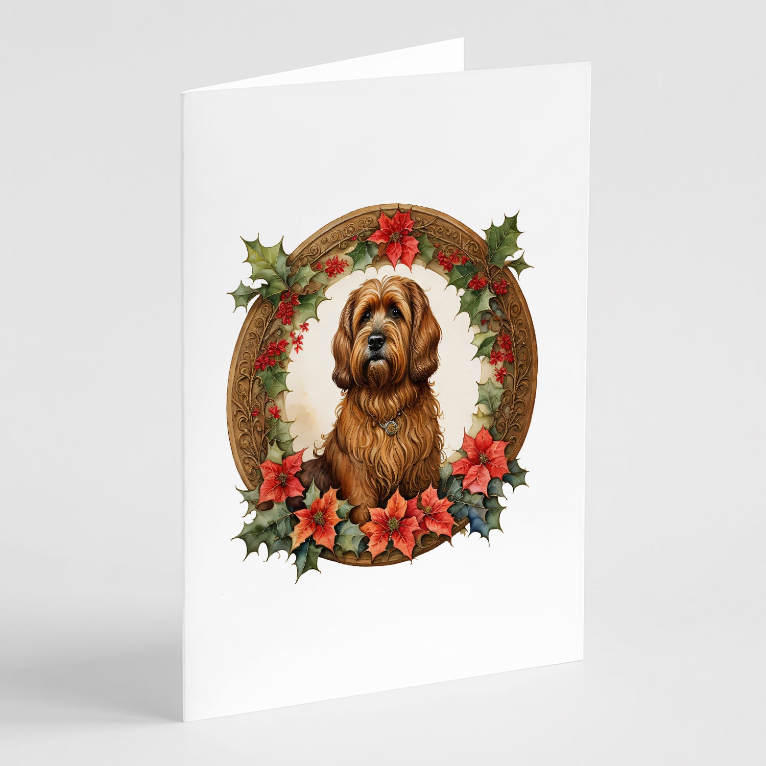 Buy this Briard Christmas Flowers Greeting Cards Pack of 8