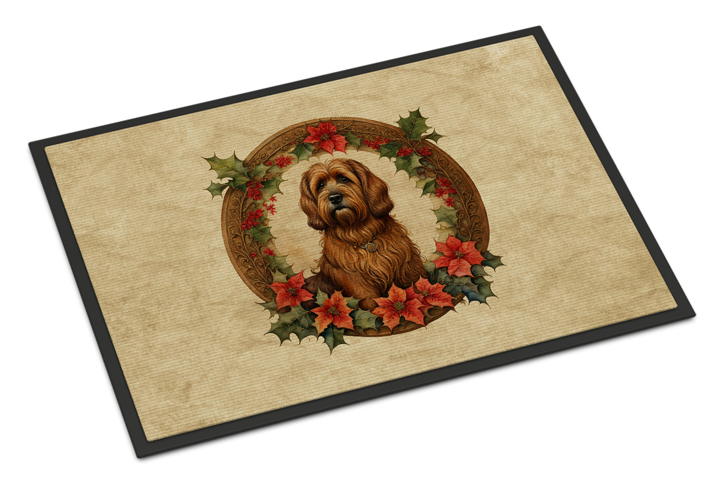 Buy this Briard Christmas Flowers Doormat
