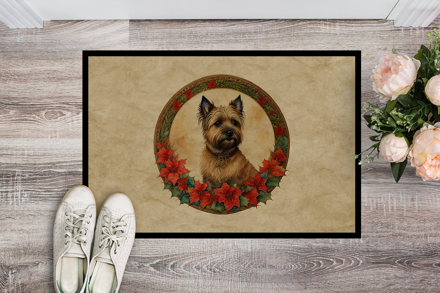 Buy this Cairn Terrier Christmas Flowers Doormat