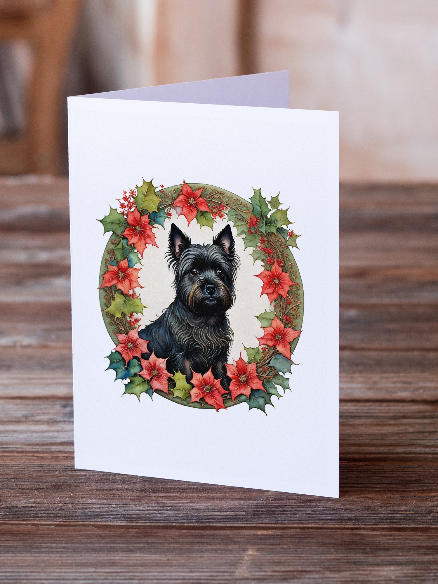 Buy this Cairn Terrier Christmas Flowers Greeting Cards Pack of 8