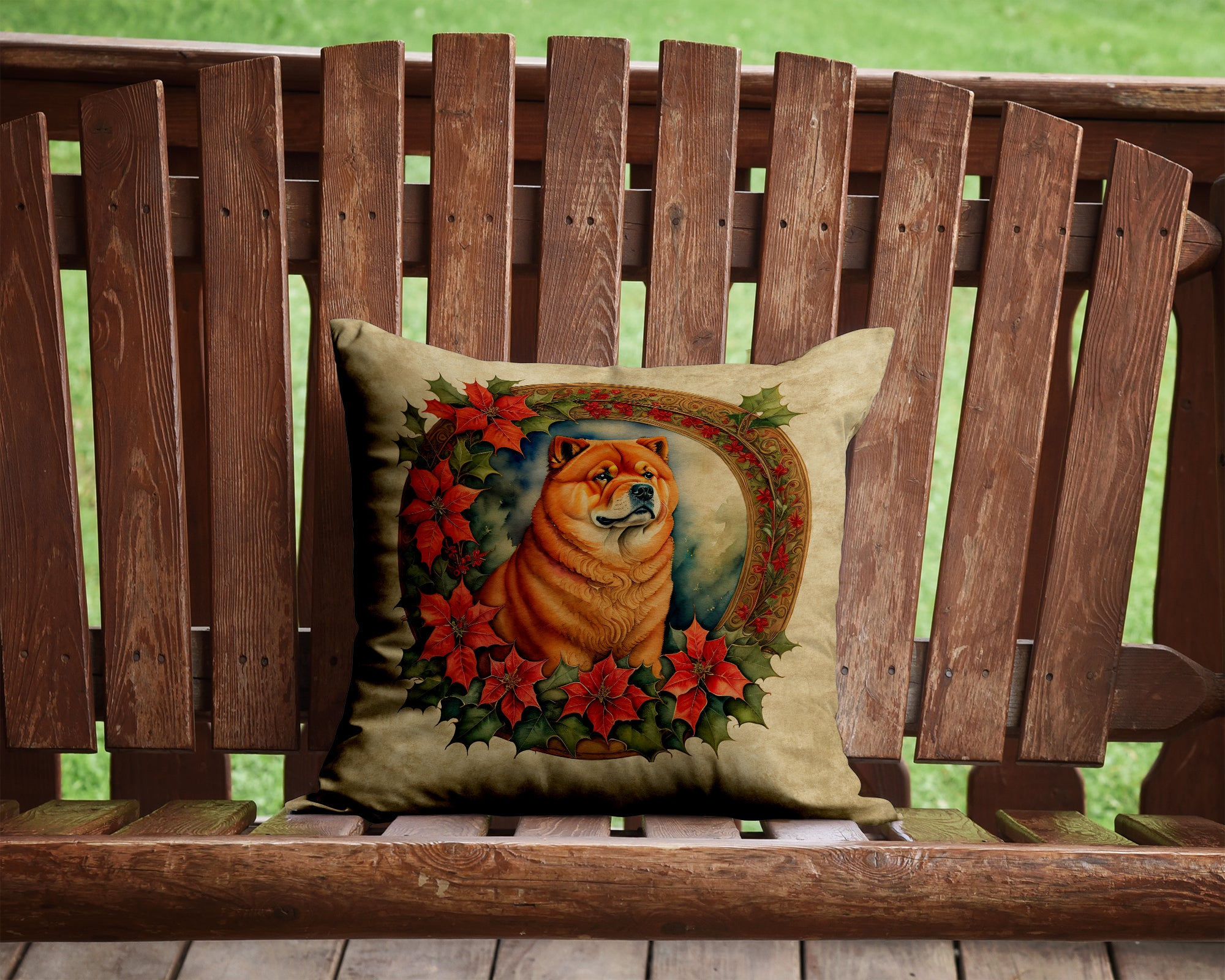 Buy this Chow Chow Christmas Flowers Throw Pillow