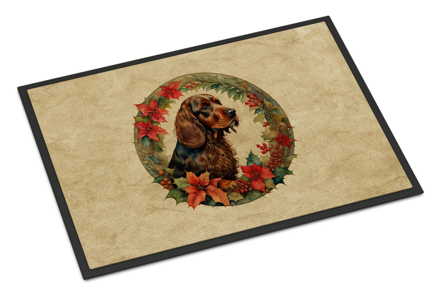 Buy this Field Spaniel Christmas Flowers Doormat