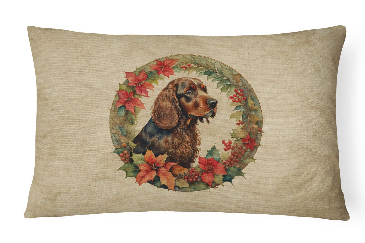 Buy this Field Spaniel Christmas Flowers Throw Pillow